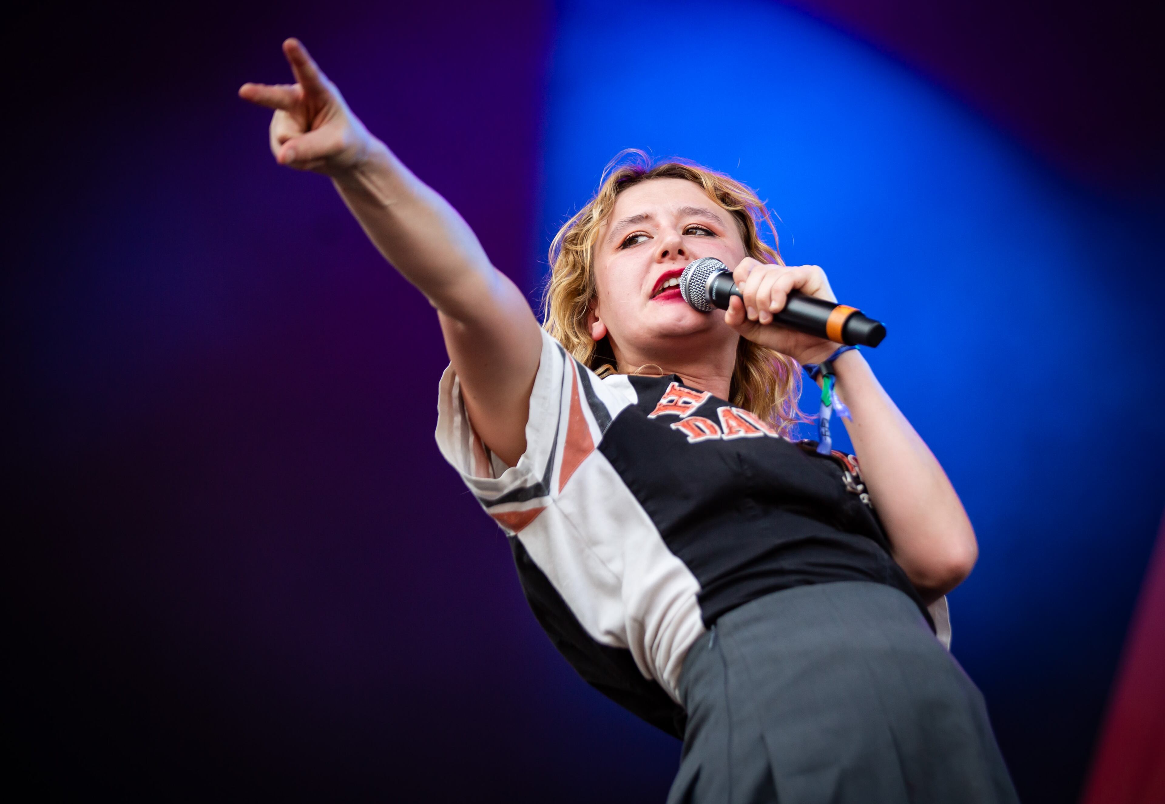 The Lambrini Girls perform on Day 1 of Shaky Knees at Piedmont Park on Friday, Sept. 19, 2025, in Atlanta. (Ryan Fleisher for the AJC)
