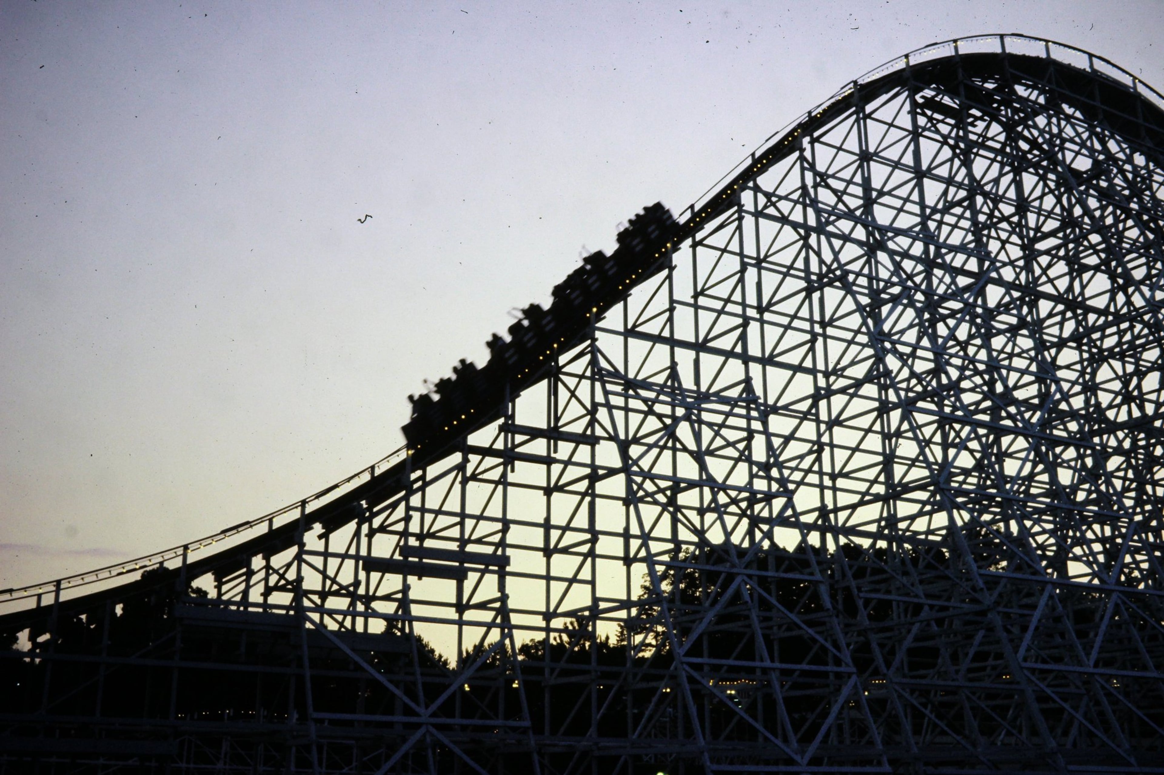 One of Six Flags Over Georgia’s most recognizable rides, the wooden Great American Scream Machine, is seen in this vintage photo. The amusement park is currently celebrating its 50th season. CONTRIBUTED BY SIX FLAGS OVER GEORGIA