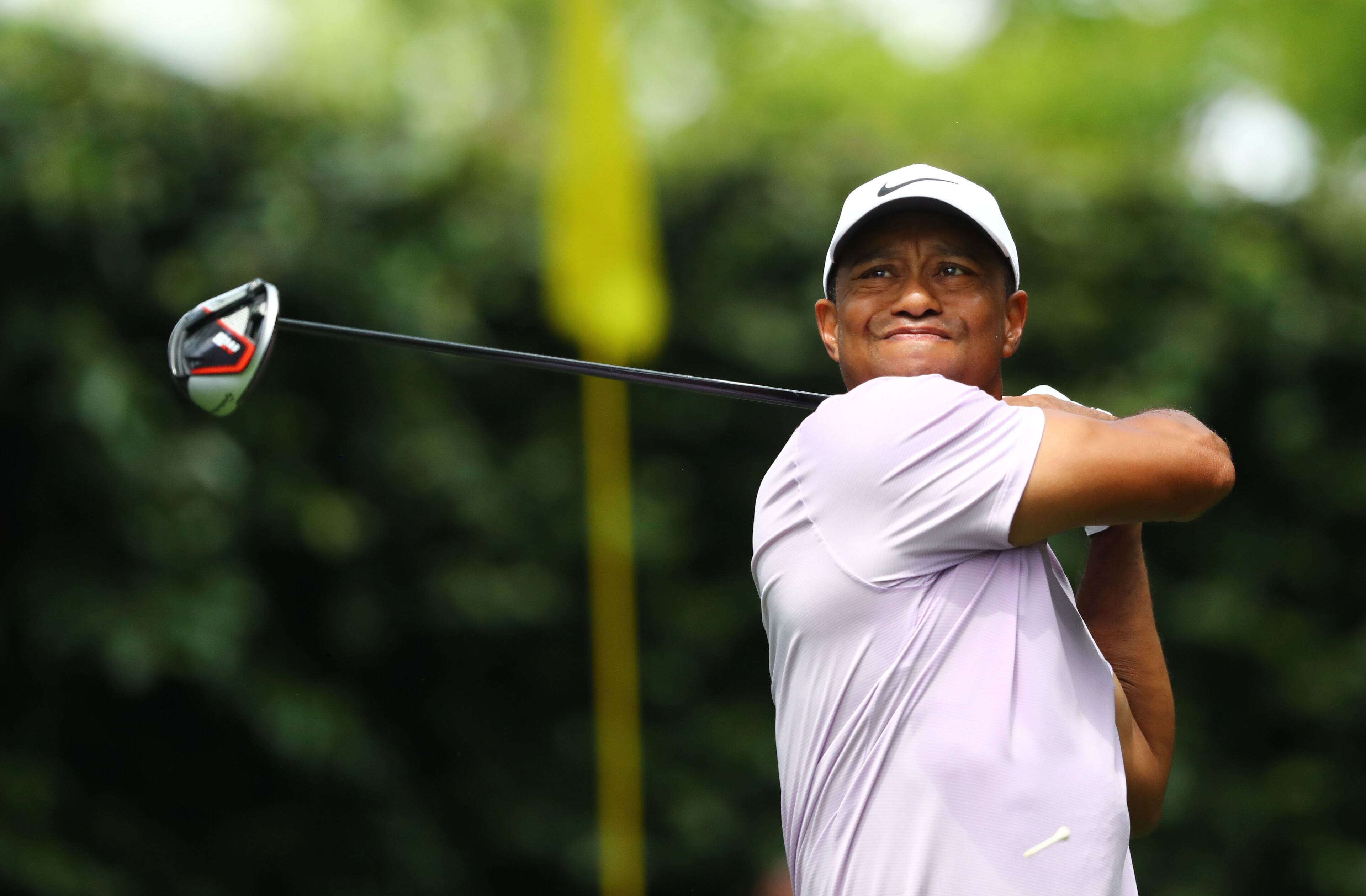 Tiger Woods tees off on 2 during the third round of the Masters Tournament Saturday, April 13, 2019, at Augusta National Golf Club in Augusta. Curtis Compton / ccompton@ajc.com