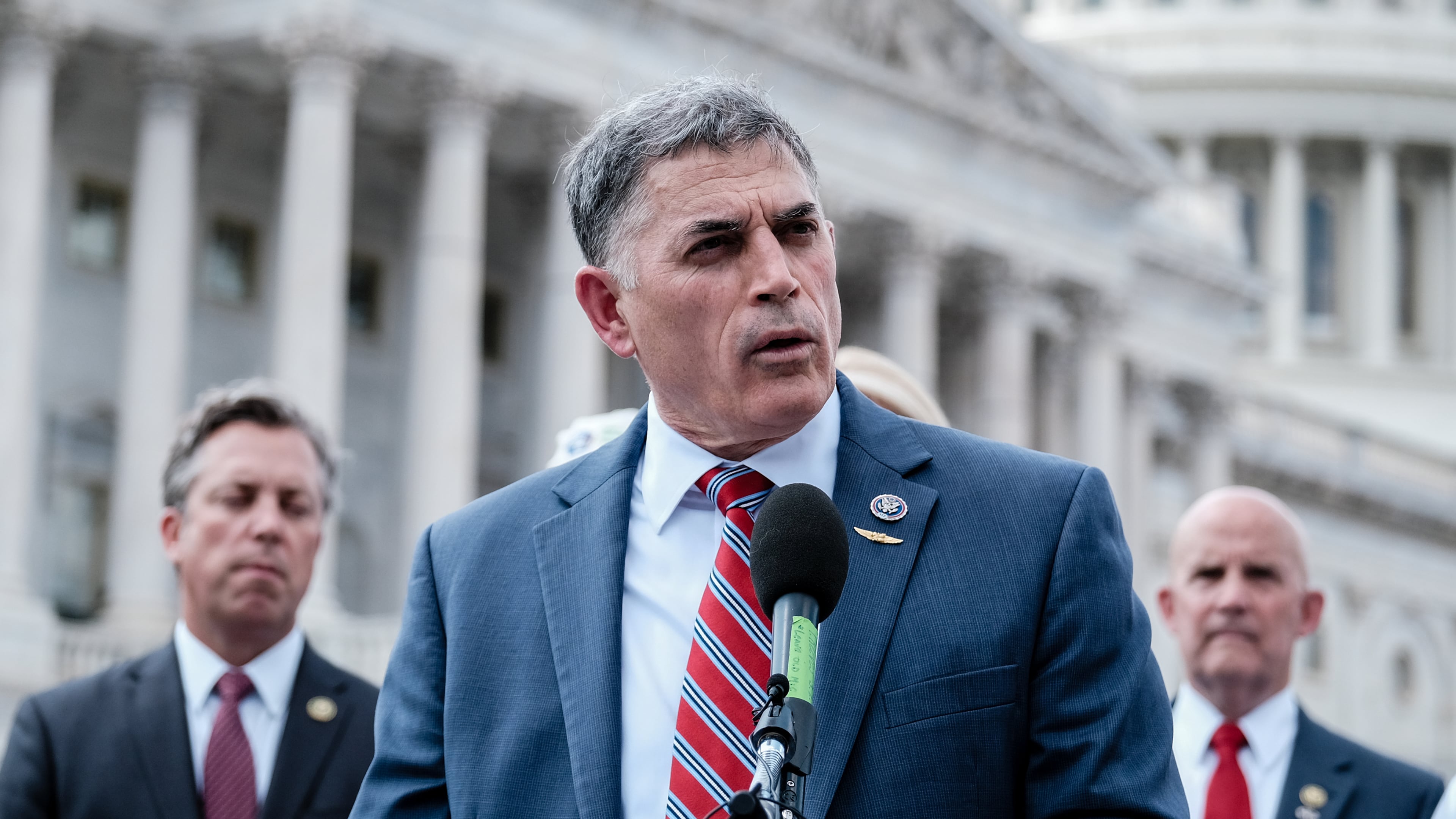 Rep. Andrew Clyde, R-Ga., speaks during a press conference on Capitol Hill on June 13, 2023. He's facing several challengers while running for his fourth term. (Michael A. McCoy/Getty Images/TNS)