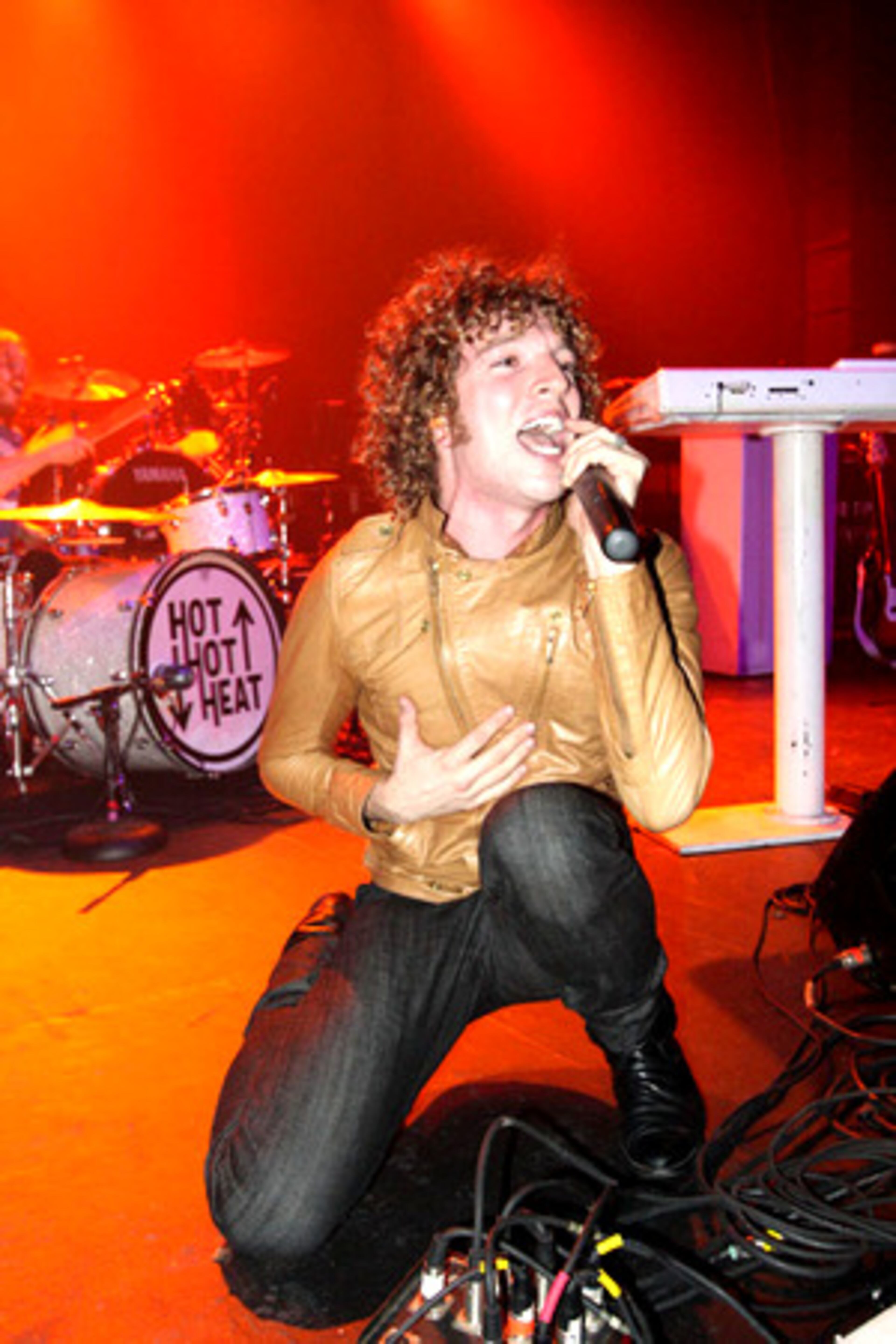 Steve Bays performs Hot Hot Heat's hit, "Middle of Nowhere," Saturday night at a crowded Roxy Theatre.