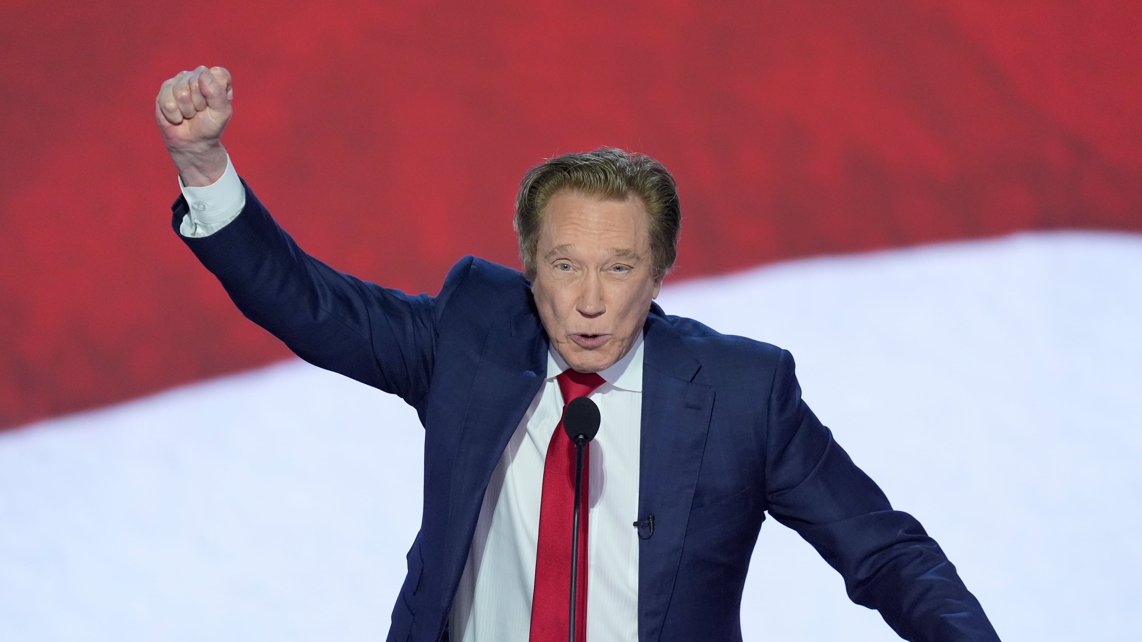 FILE - Perry Johnson speaks during the second day of the Republican National Convention, Tuesday, July 16, 2024, in Milwaukee. (AP Photo/J. Scott Applewhite, File)