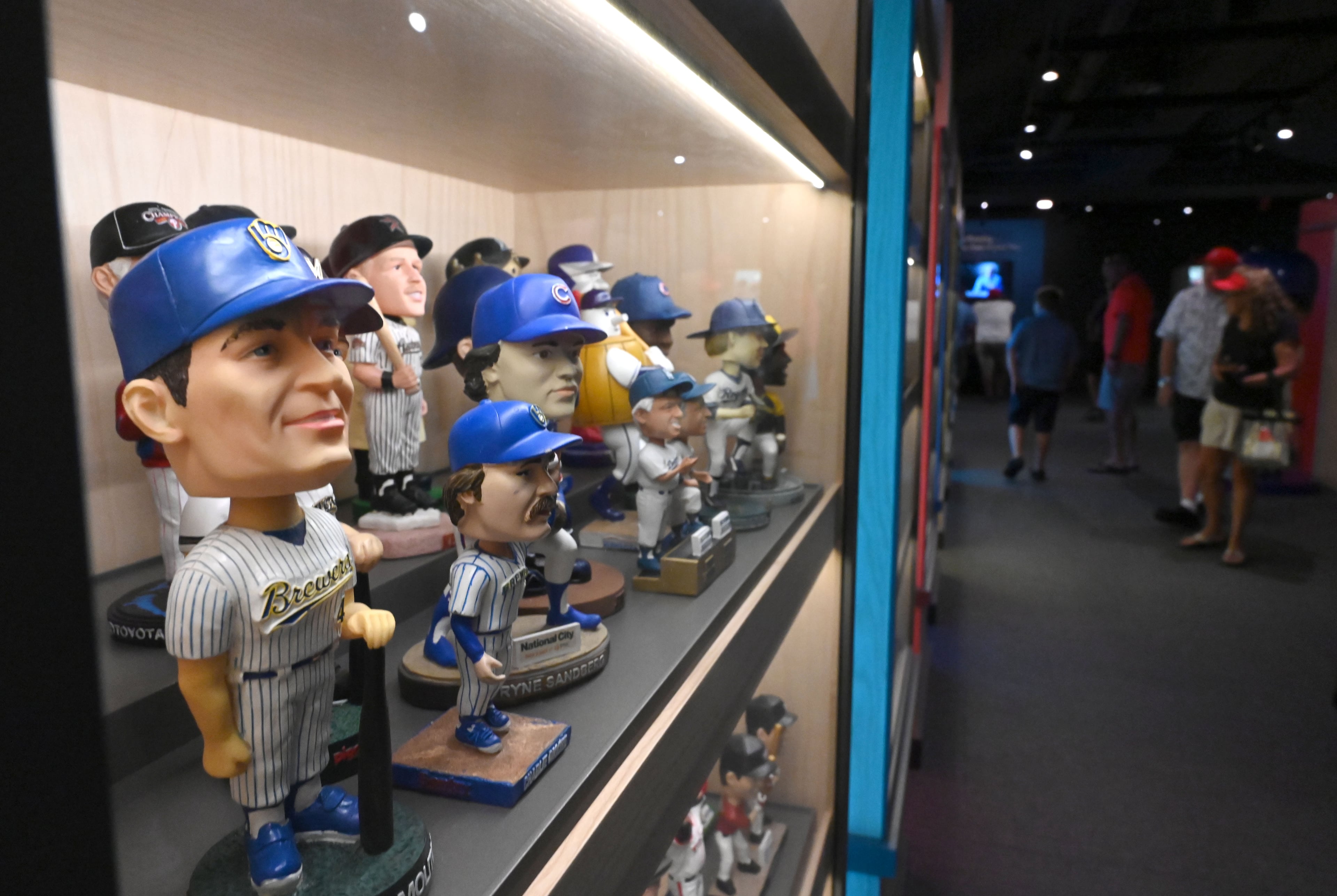 Bobblehead exhibits are shown at the National Baseball Hall of Fame and Museum on Friday, July 24, 2026, in Cooperstown, N.Y. Andruw Jones will be inducted into the National Baseball Hall of Fame on Sunday as part of the Class of 2026, alongside Carlos Beltrán and Jeff Kent. He is recognized as one of the greatest center fielders in baseball history. Jones will become the 12th player with ties to the Atlanta Braves to be inducted into the Hall of Fame. (Hyosub Shin/AJC)