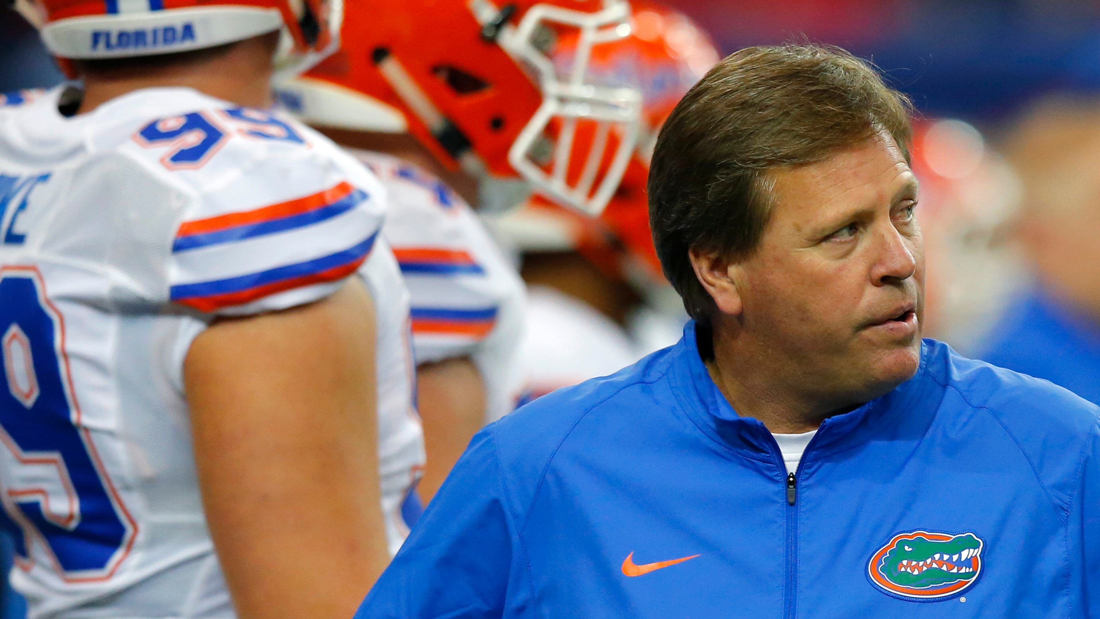 ATLANTA, GA - DECEMBER 5: Head coach Jim McElwain of the Florida Gators looks on before the SEC Championship game against the Alabama Crimson Tide at the Georgia Dome on December 5, 2015 in Atlanta, Georgia. (Photo by Kevin C. Cox/Getty Images)