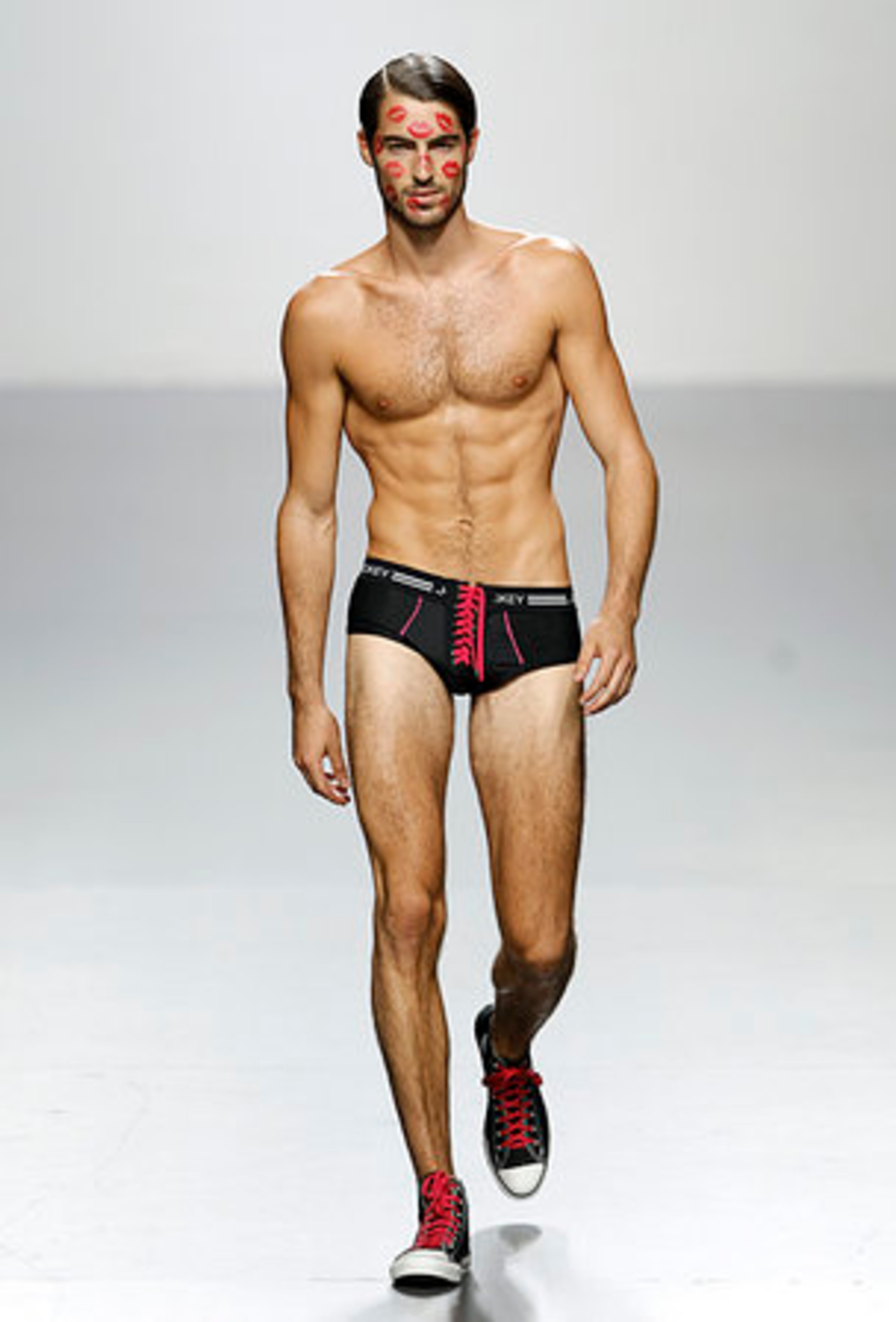 A model shows some skin in a Spring/Summer design by Carlos Diez during the Pasarela Cibeles fashion show, in Madrid, Monday, Sept. 19, 2011.