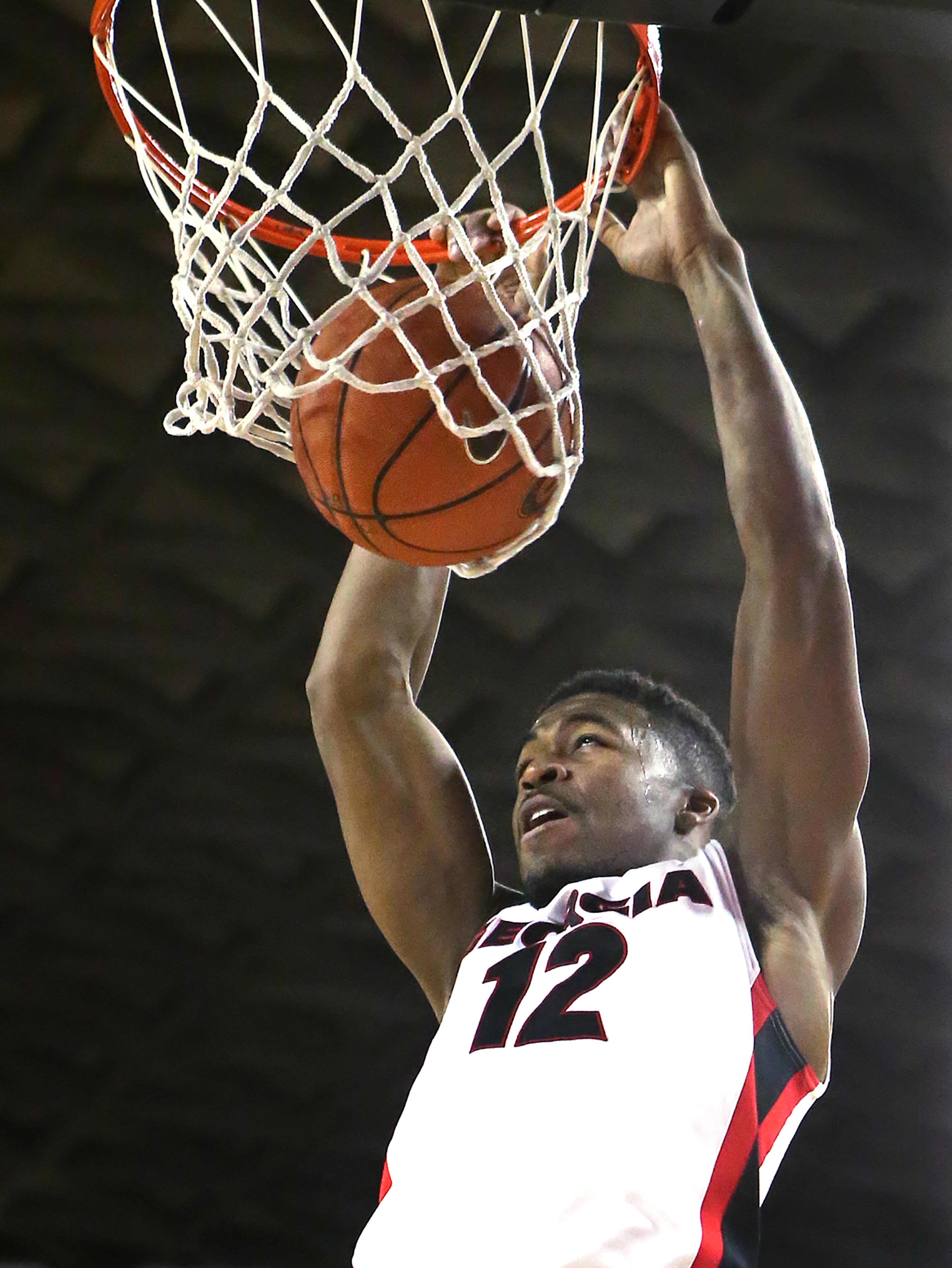 Georgia guard Kenny Gaines slams for two of his 23 points against Tennessee in a basketball game on Wednesday, Jan. 13, 2016, in Athens. Georgia beat Tennessee 81-72. Curtis Compton / ccompton@ajc.com