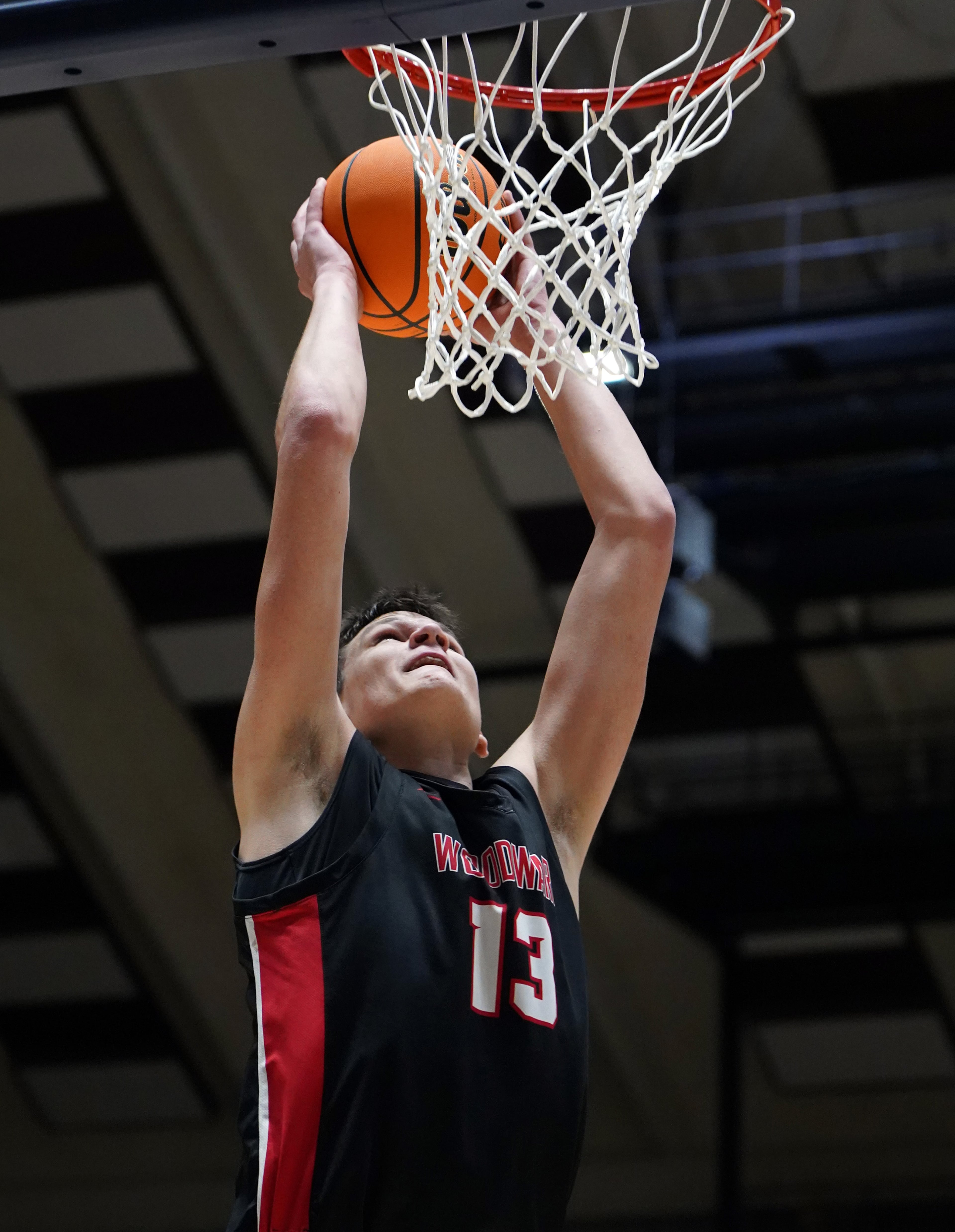 Woodward Academy's Walker Kessler (13) dunks during play against Cross Creek n the first half of the Class AAAA boys title basketball game at the Macon Centreplex, Friday March 6, 2020, in Macon. Tami Chappell for the Atlanta Journal Constitution