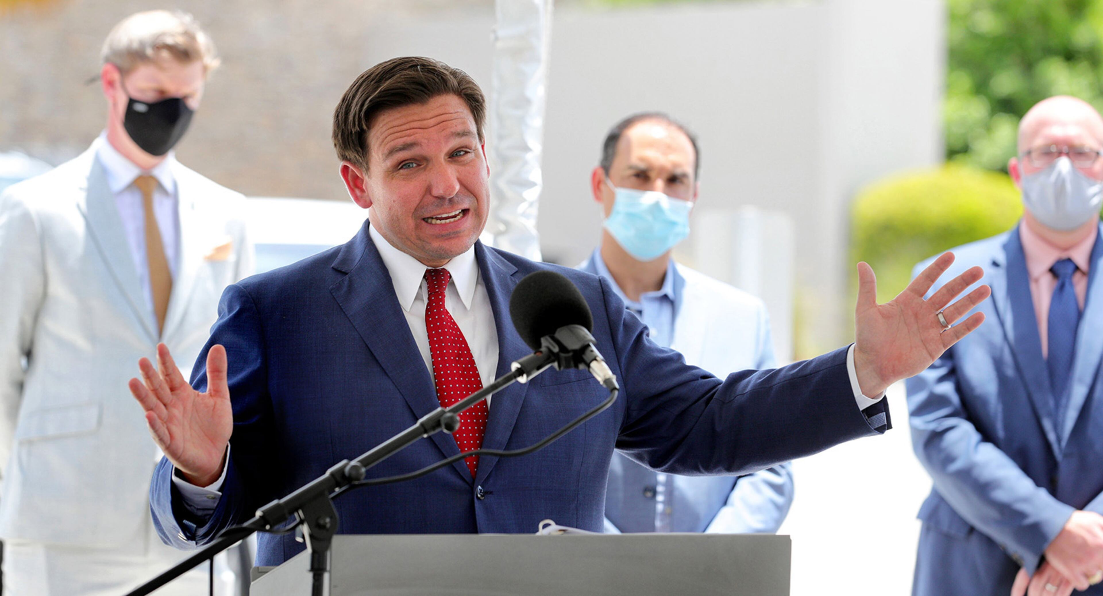 Gov. Ron DeSantis expressed confidence Tuesday that Florida soon will contain its coronavirus outbreak and that hospitals can handle the current influx of patients, putting forward a positive case even as the state’s average daily death toll is now the nation’s worst. (Joe Burbank/Orlando Sentinel/TNS/File)