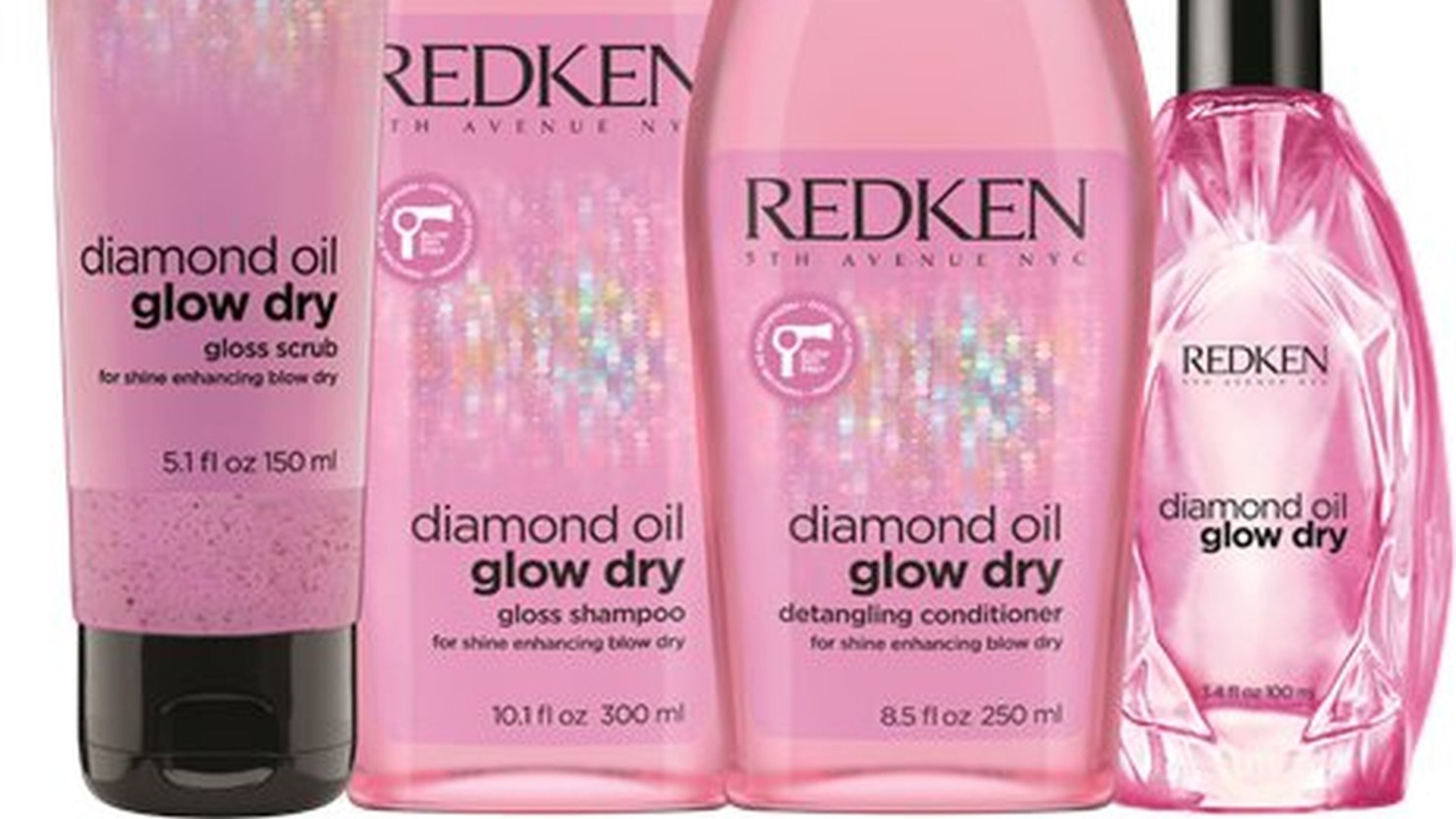 Redken’s new oil-infused Diamond Oil Glow Dry collection