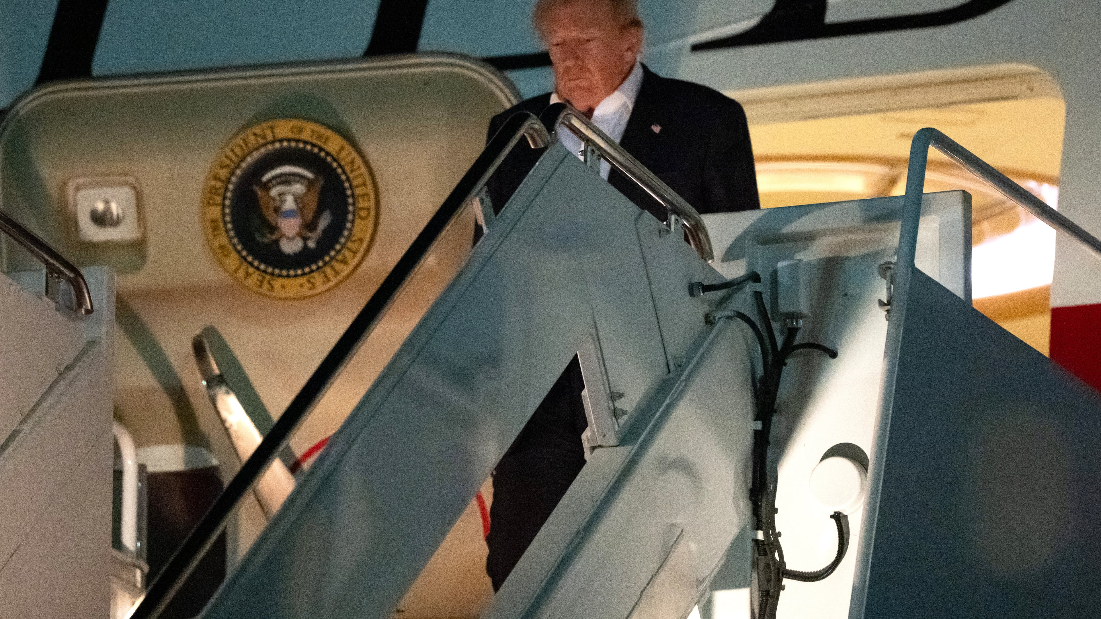 President Donald Trump arrives on Air Force One, Thursday, July 9, 2026, at Joint Base Andrews, Md. (AP Photo/Alex Brandon)