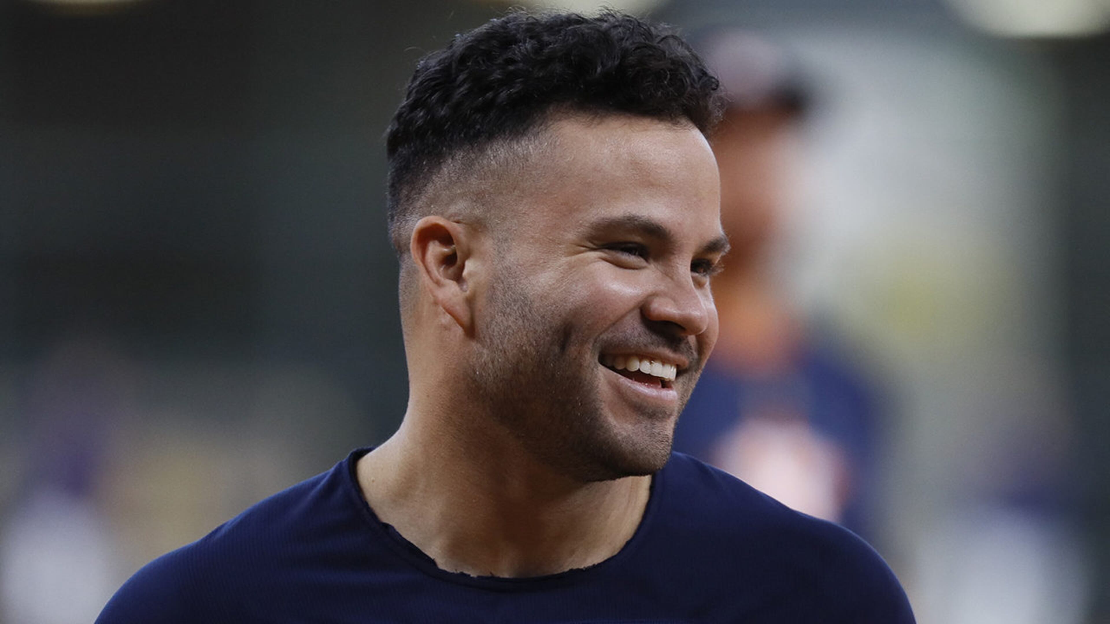 Houston Astros second baseman Jose Altuve prepares to take batting practice before Game 1 of the baseball World Series against the Washington Nationals Tuesday, Oct. 22, 2019, in Houston.