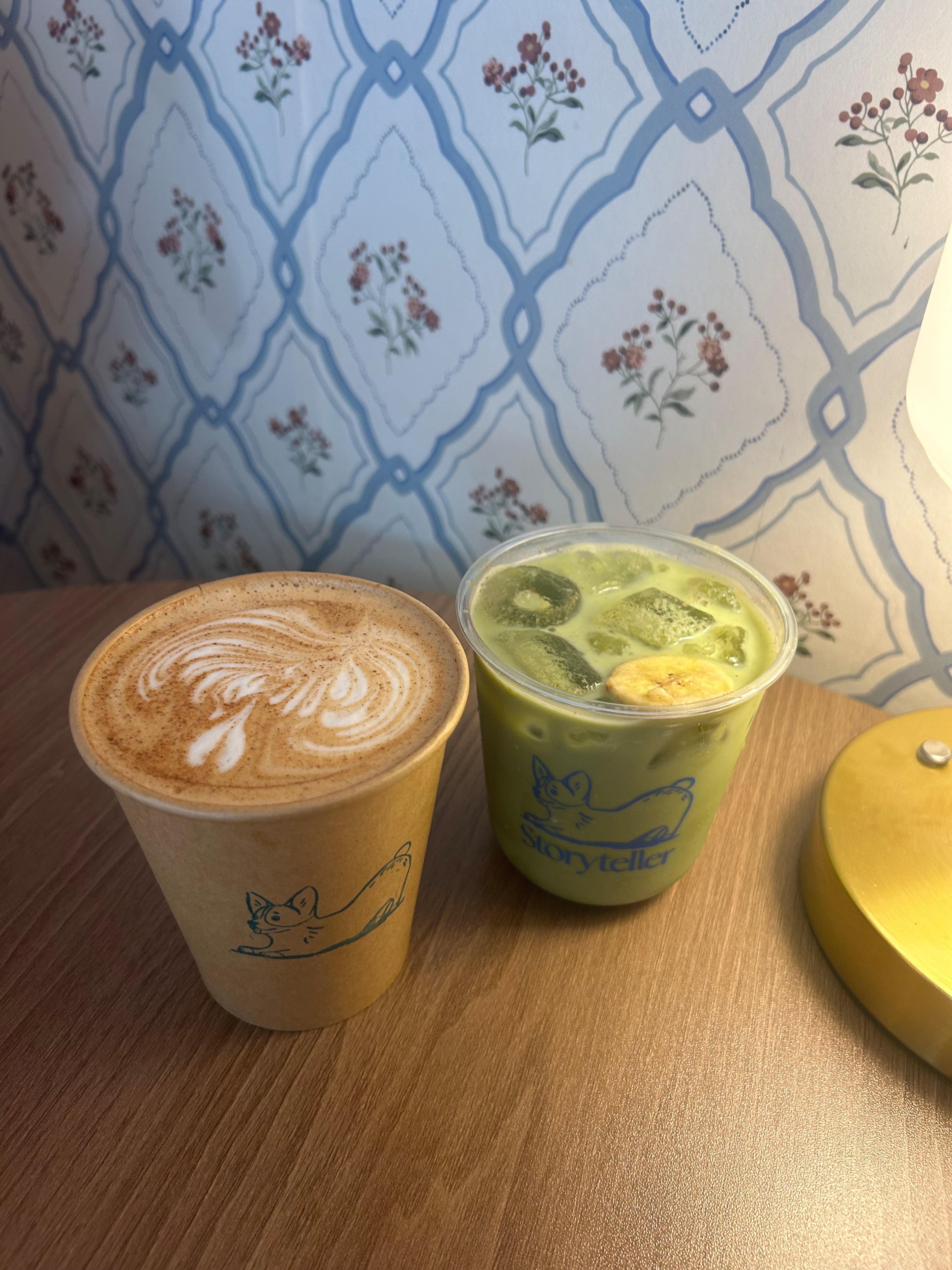 The Great Pumpkin (left) and the Funderberker (right) are seasonal fall drinks available at Storyteller Goods in Reynoldstown. (Olivia Wakim/AJC)