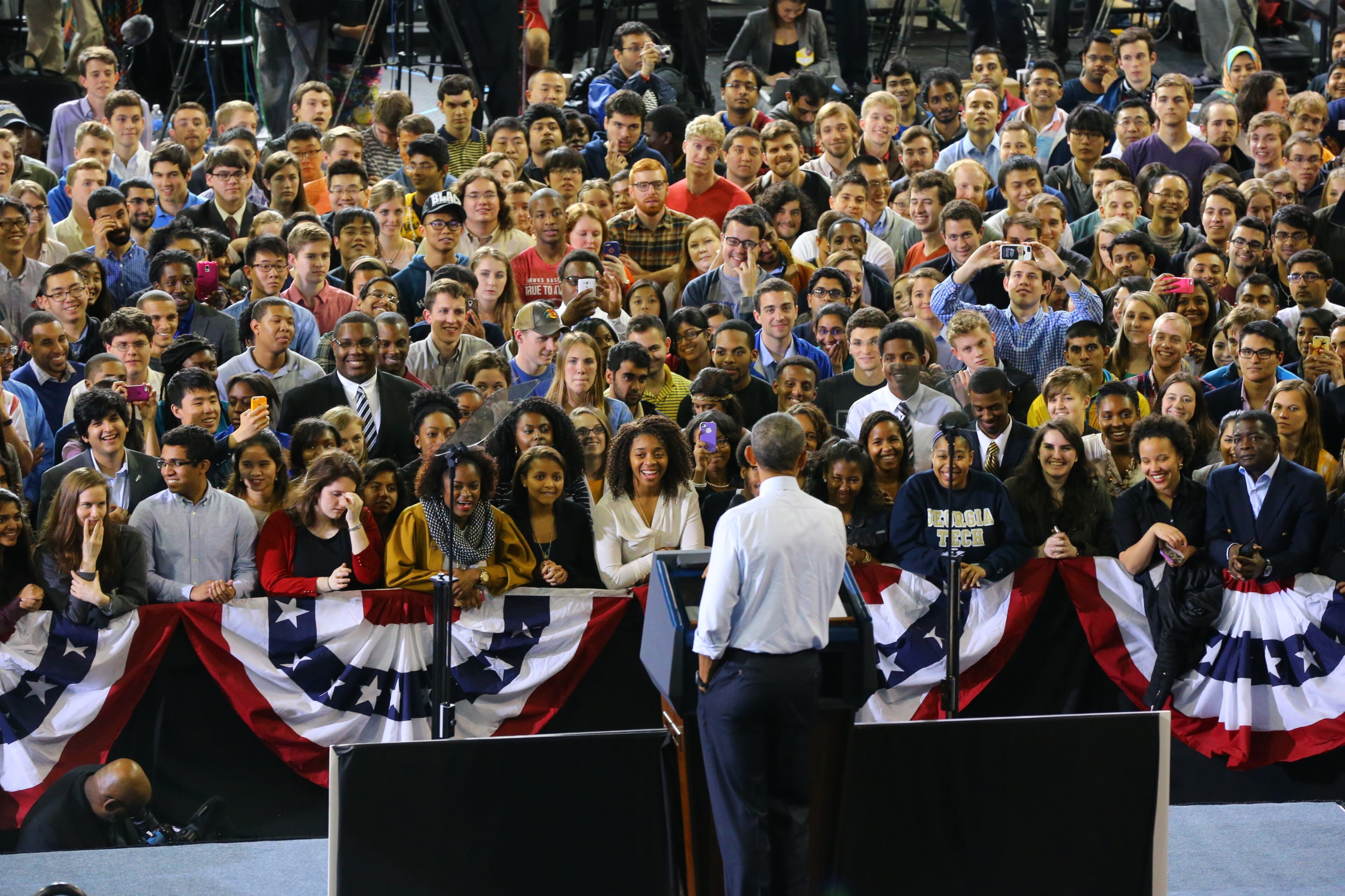 The scene Tuesday, March 10, 2015, as President Obama visited Atlanta and Georgia Tech.