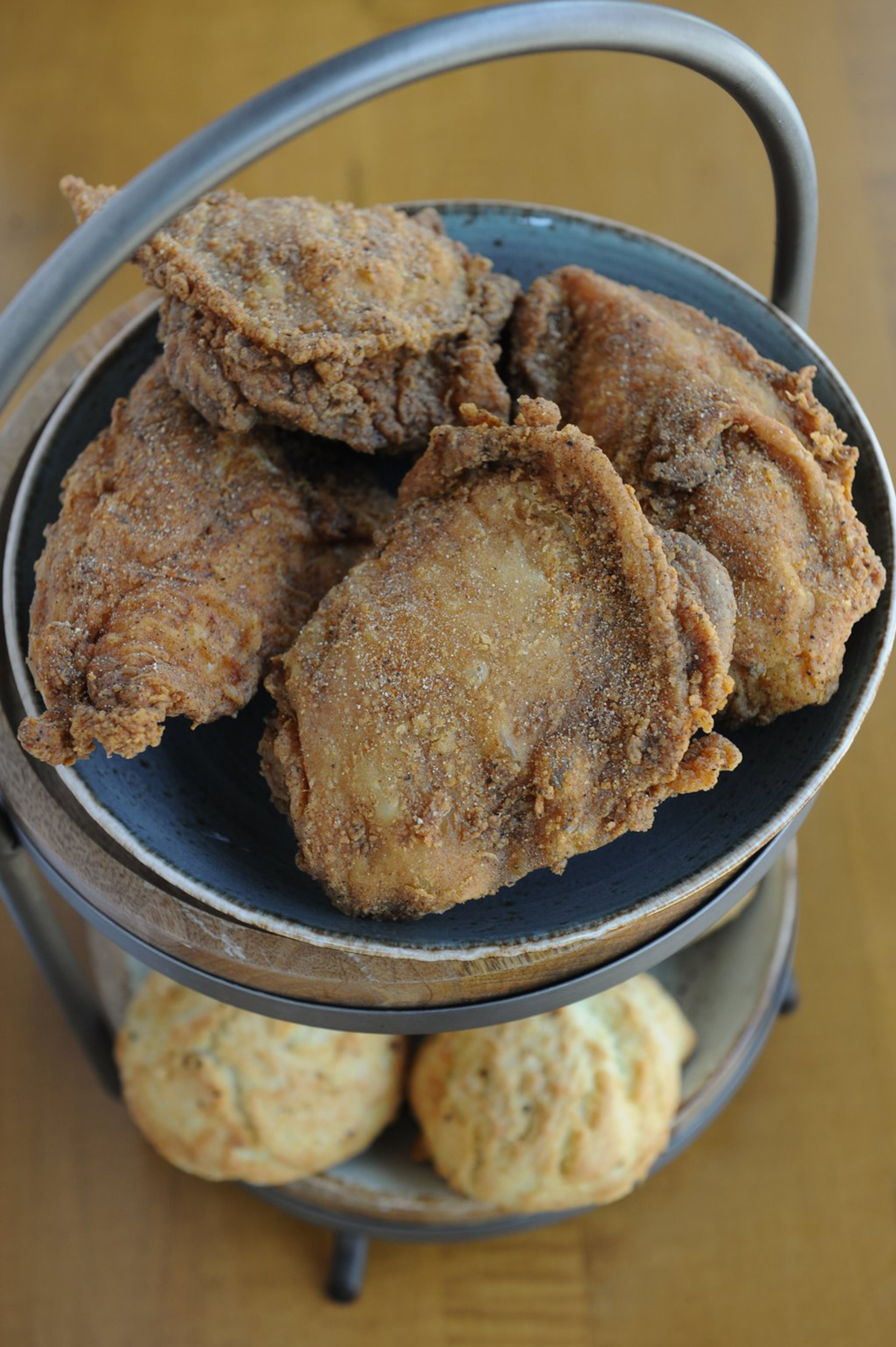Fried Chicken Tower at Tupelo Honey Cafe in Sandy Springs. (BECKY STEIN PHOTOGRAPHY)