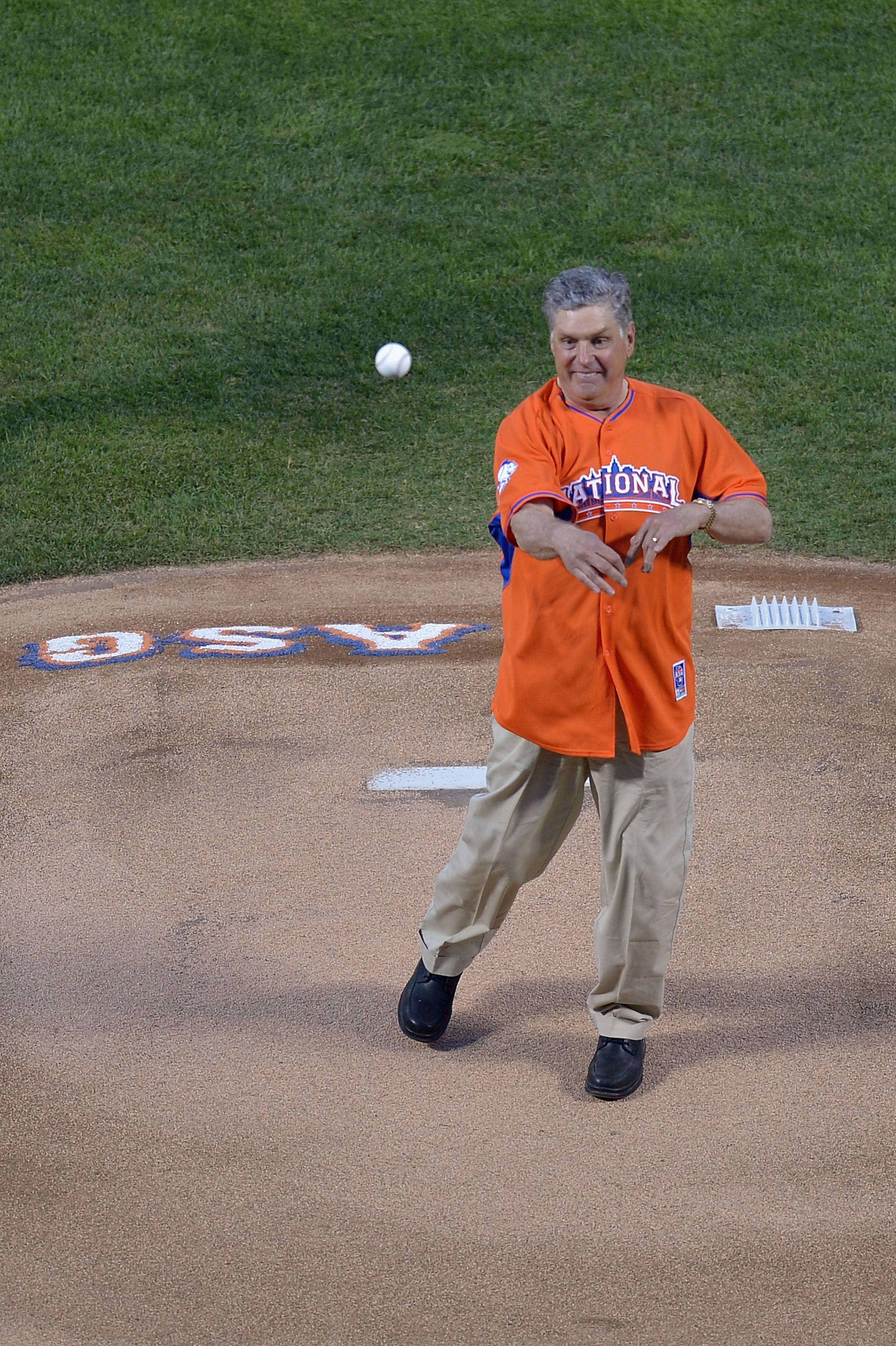 Hall of Famer Tom Seaver throws out the first pitch before during the 84th MLB All-Star Game on July 16, 2013 at Citi Field in the Flushing neighborhood of the Queens borough of New York City.