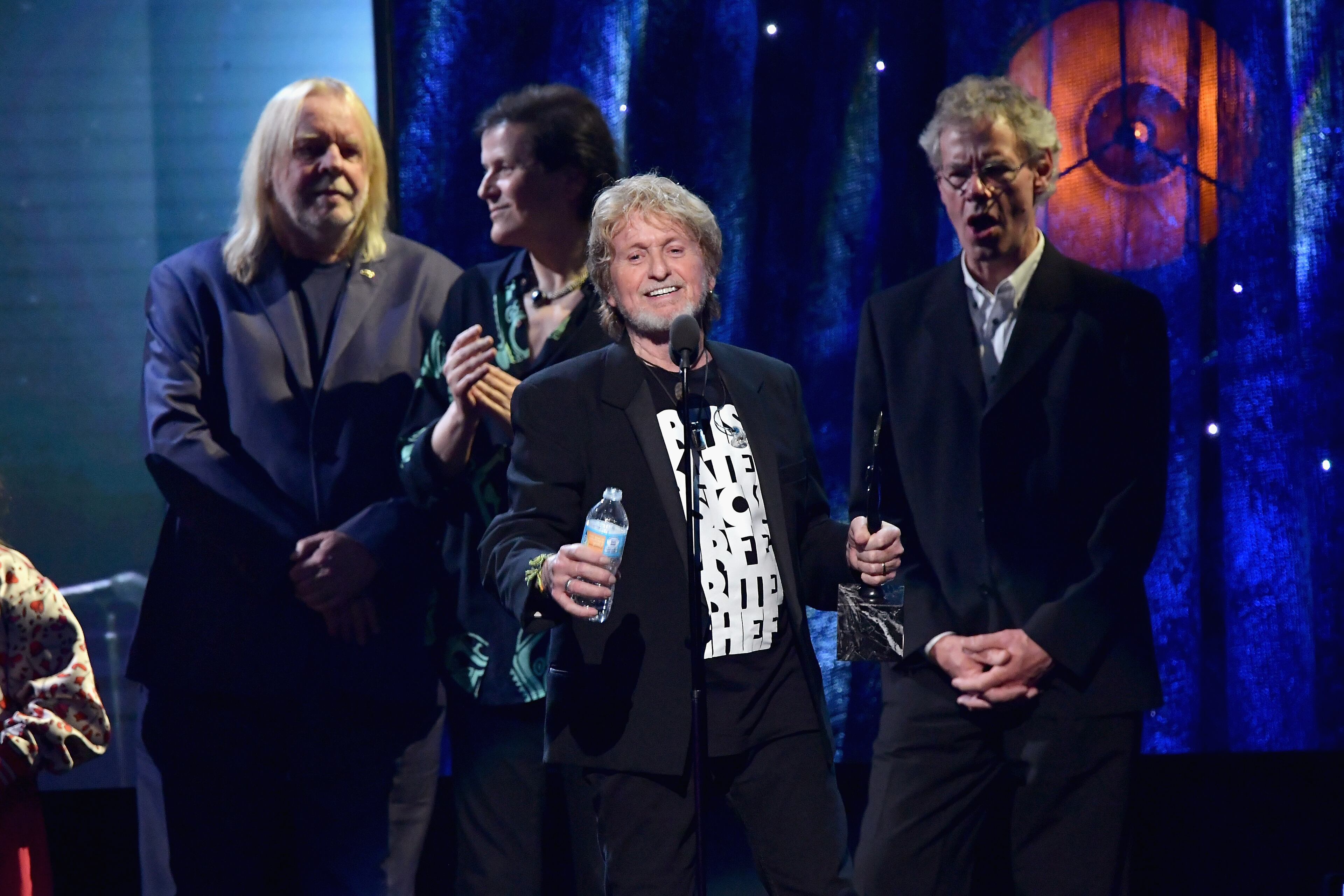 NEW YORK, NY - APRIL 07: 2017 Inductee Jon Anderson of Yes speaks onstage at the 32nd Annual Rock & Roll Hall Of Fame Induction Ceremony at Barclays Center on April 7, 2017 in New York City. The event will broadcast on HBO Saturday, April 29, 2017 at 8:00 pm ET/PT (Photo by Mike Coppola/Getty Images)
