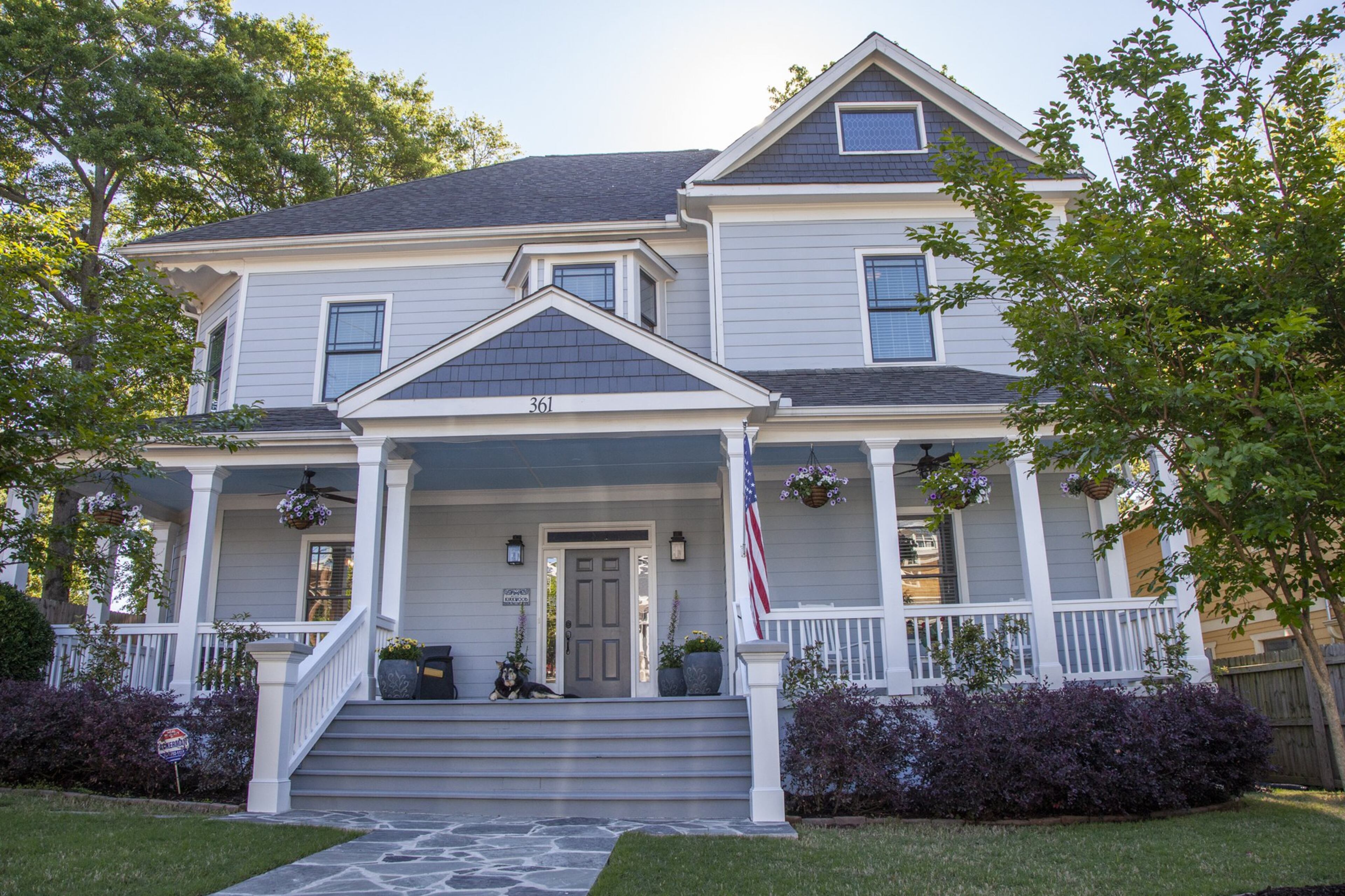 The five-bedroom, four-bath home is on Kirkwood’s 17th Annual Tour of Homes on May 18-19. Keystone Concrete Foundations refinished the flooring to echo the look of the stone walkway and Jumpin’ John’s Home Repair painted the porch ceiling a traditional Southern blue. Text by Grace Donnelly/Fast Copy News Service. Photo by Reann Huber/Fast Copy News Service.