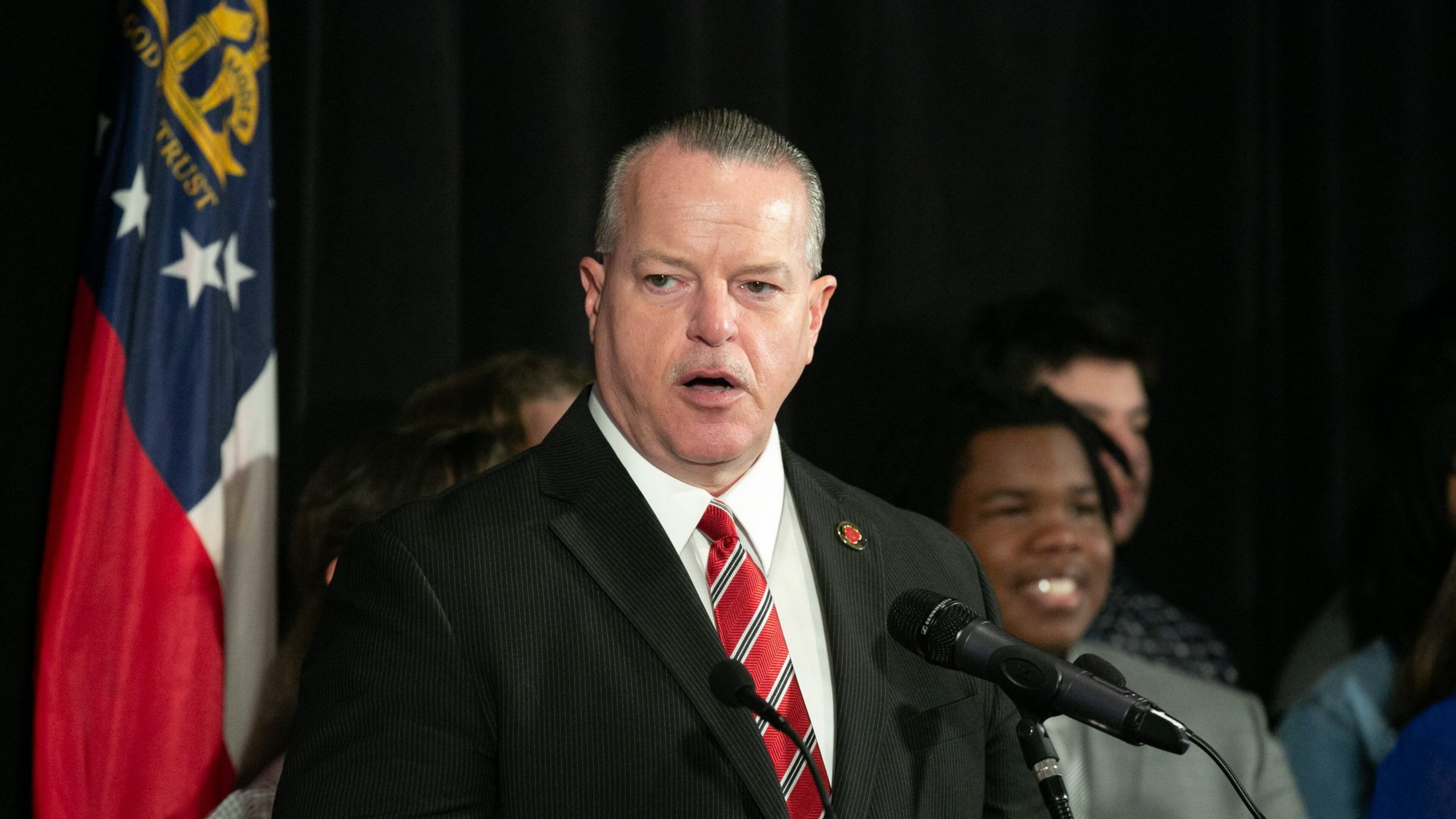 Cobb County School District Superintendent Chris Ragsdale speaks before a tour of McEachern High School in Powder Springs, Georgia, on Thursday, February 13, 2020. (Photo/Rebecca Wright for the AJC)