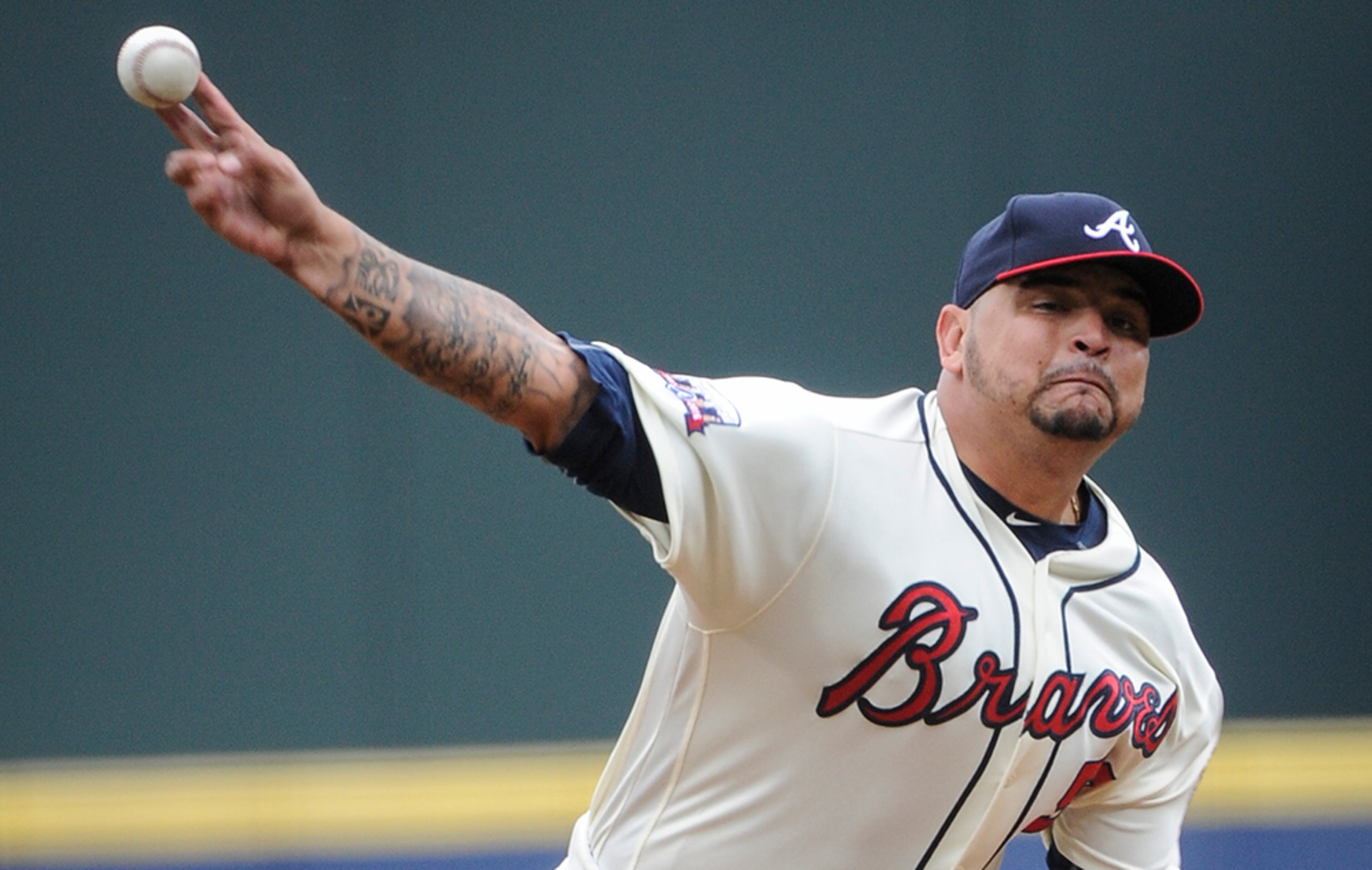 Atlanta Braves sent Williams Perez as the starter against the St. Louis Cardinals during the first inning of a baseball game Sunday, April 10, 2016, in Atlanta.