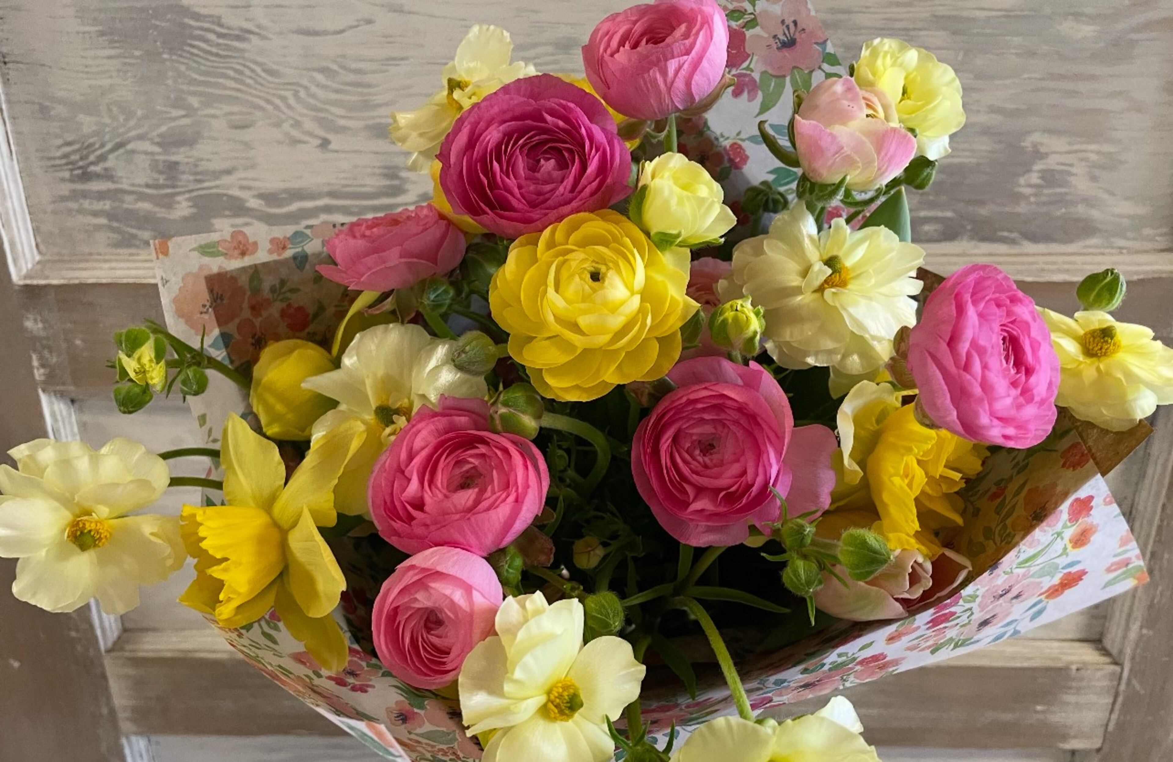 Locally grown flowers like these ranunculus available in March are sold at many farmers markets. (Courtesy of Milton Farmers Market)