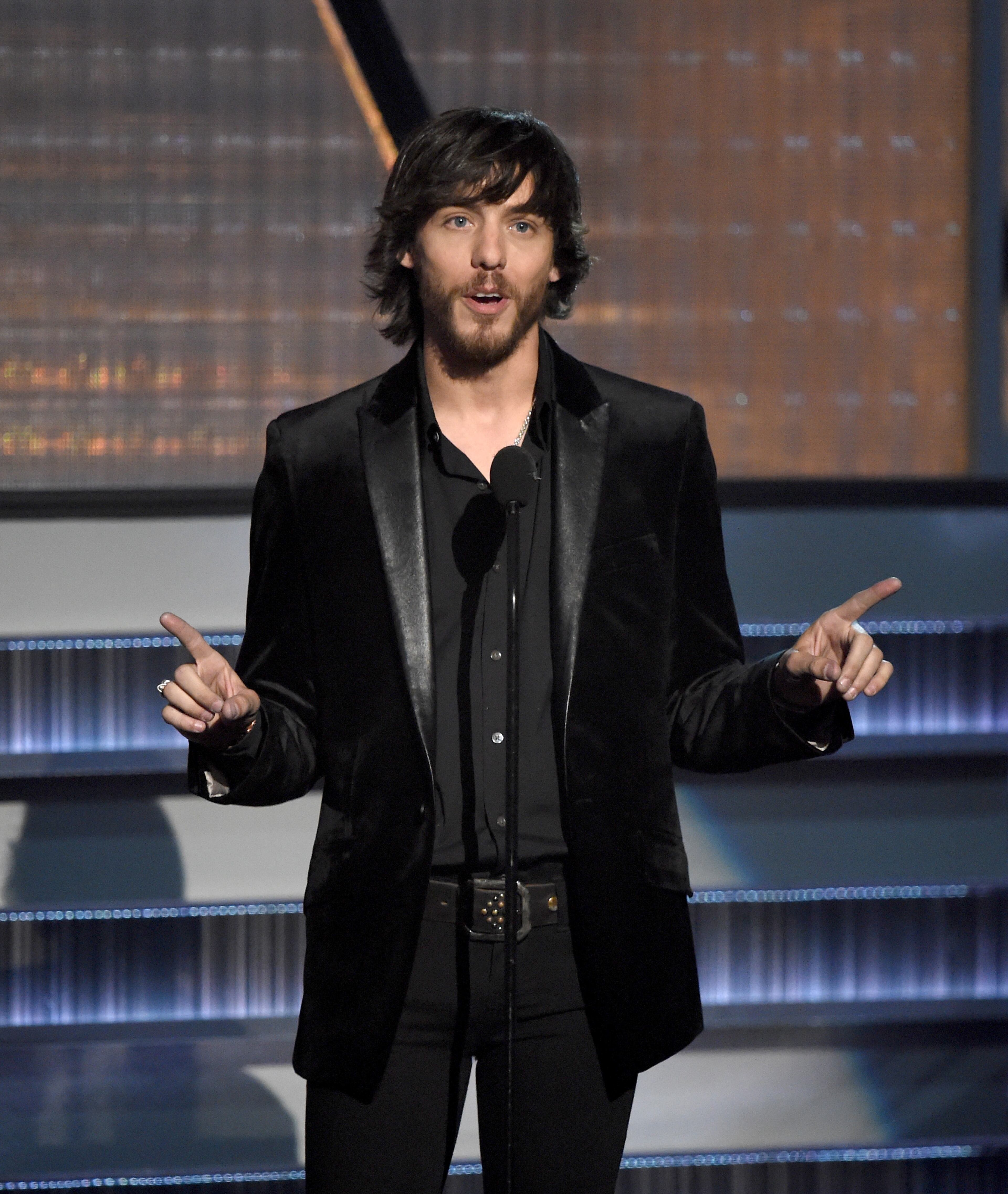 LAS VEGAS, NEVADA - APRIL 03: Recording artist Chris Janson speaks onstage during the 51st Academy of Country Music Awards at MGM Grand Garden Arena on April 3, 2016 in Las Vegas, Nevada. (Photo by Ethan Miller/Getty Images)