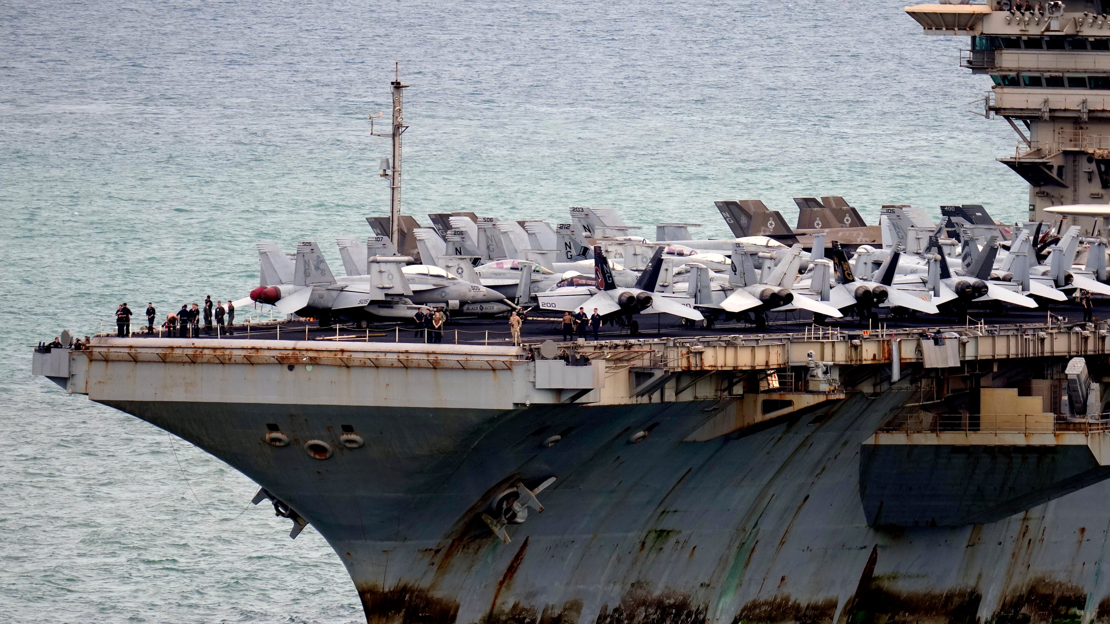 The U.S. Navy aircraft carrier USS Abraham Lincoln arrives at the port in Laem Chabang, Chonburi, Thailand, Wednesday, Sept. 2, 2026. (AP Photo/Sakchai Lalit)