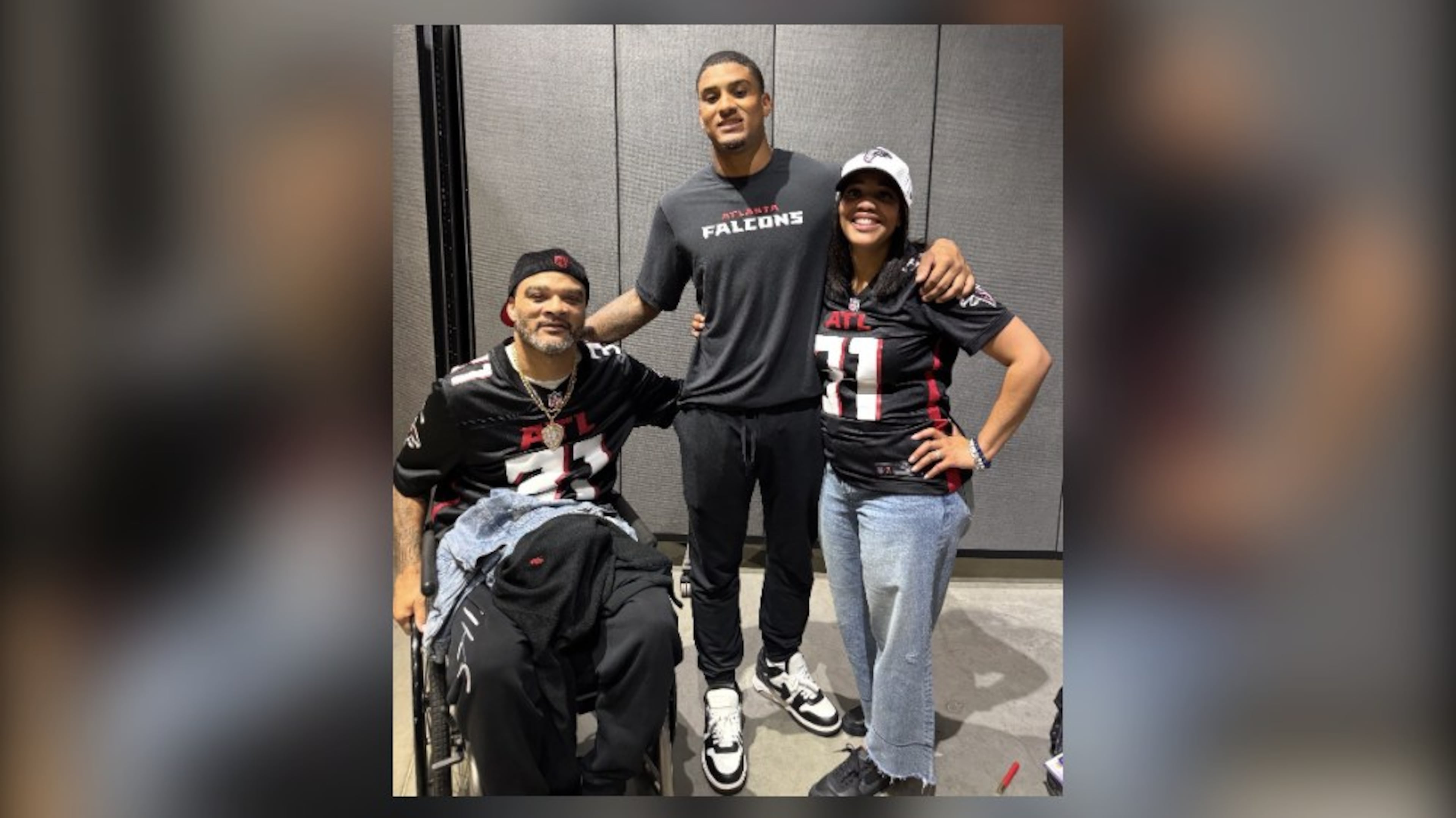 Falcons safety Xavier Watts (center) has succeeded with the help of his father, Jeff (left), and his mother, Fallon. (Courtesy of the Watts family)