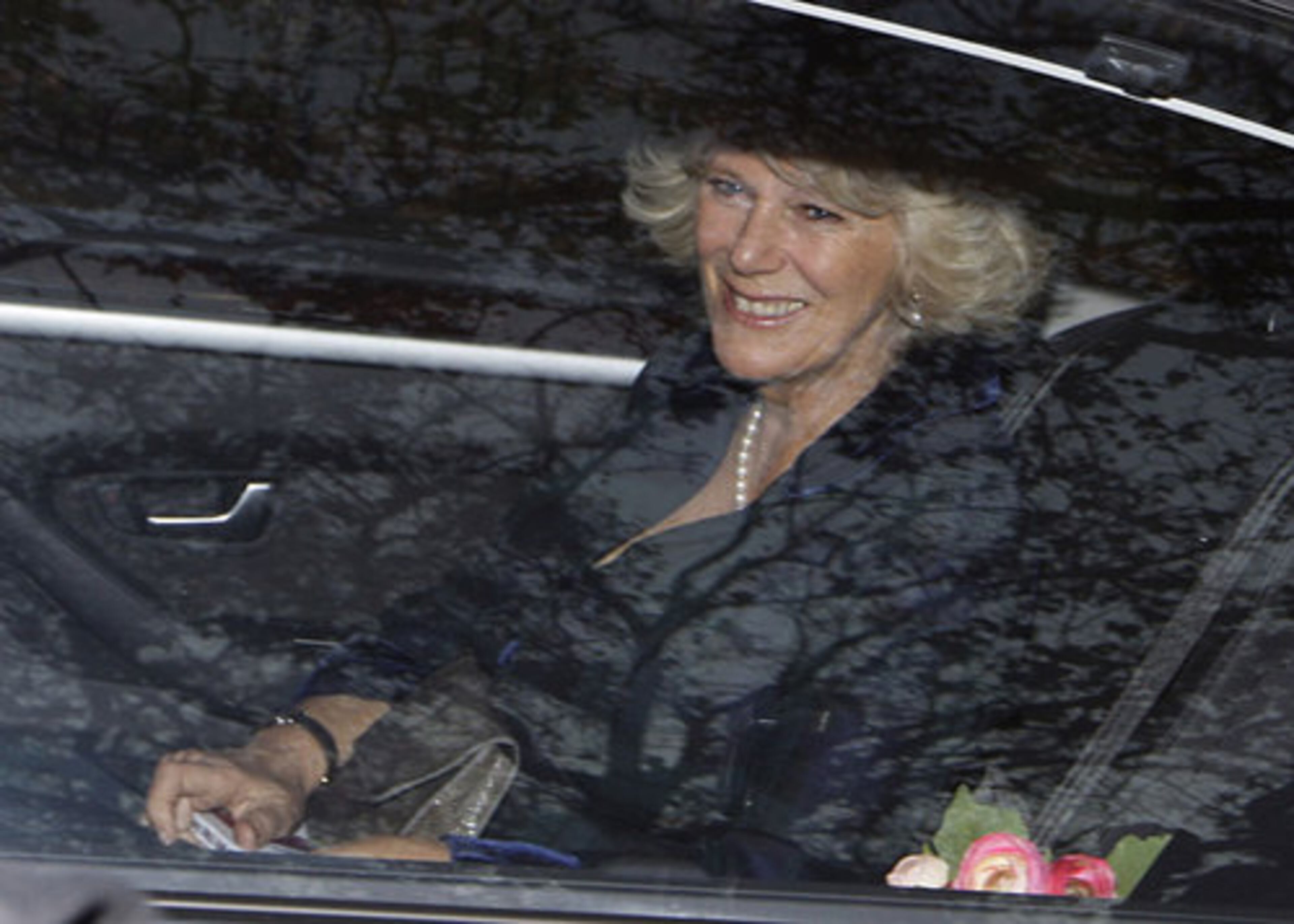 Britain's Camilla, Duchess of Cornwall arrives back at Clarence House in London as Prince William and Kate Middleton announce their marriage, London, Tuesday, Nov. 16, 2010.