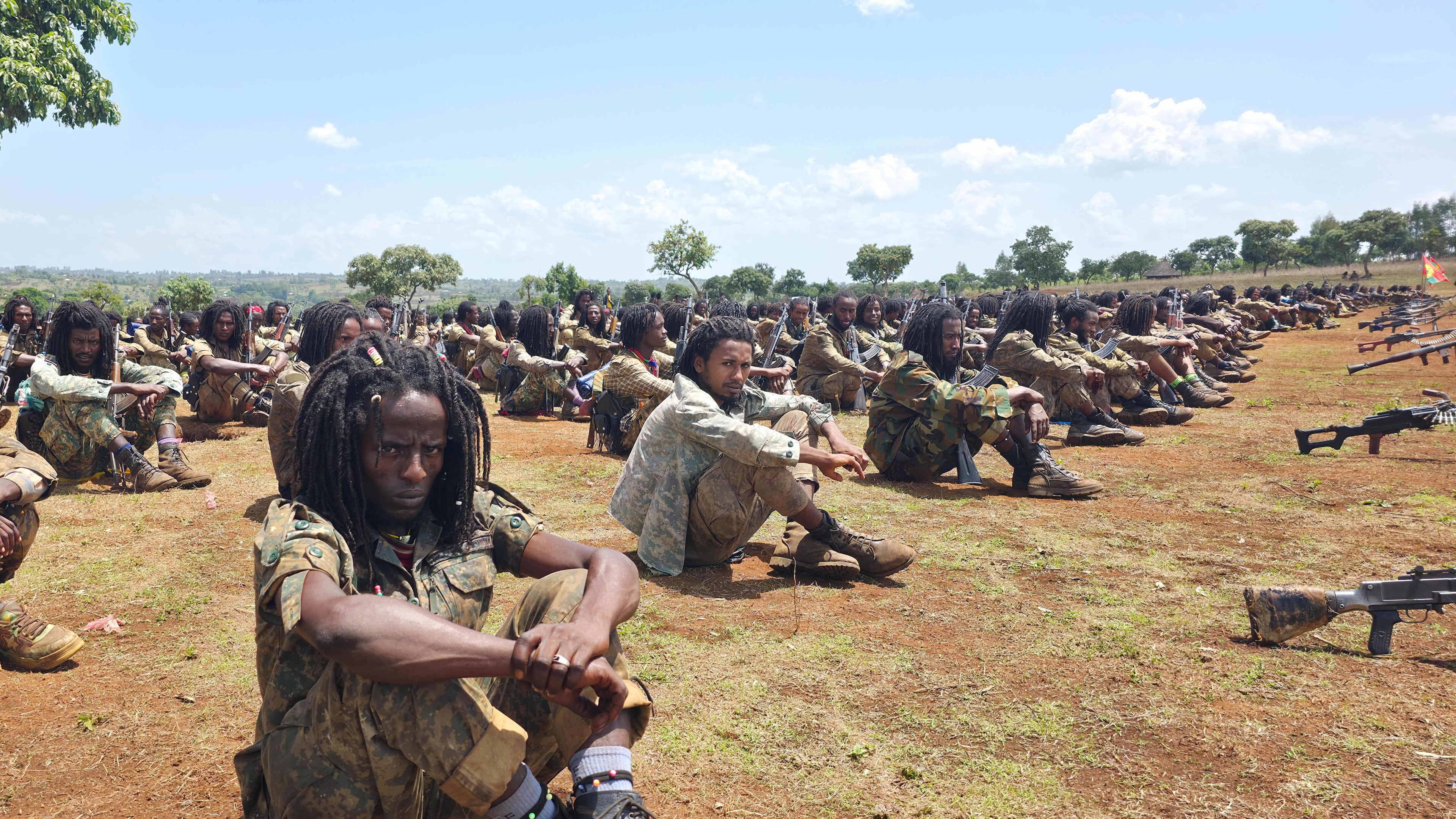 FILE - Oromo Liberation Army (OLA) fighters attend an orientation session in western Oromia, Ethiopia, June 2, 2025. (AP Photo)