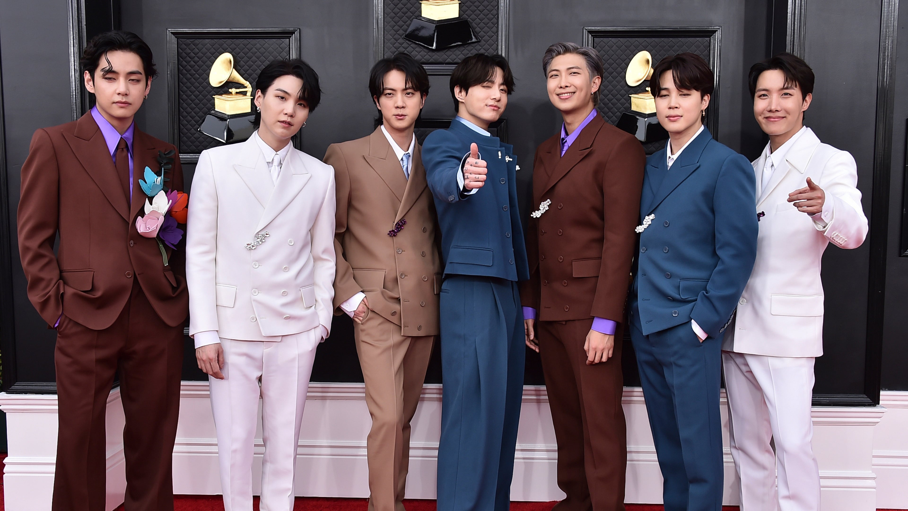 FILE - Korean group BTS appears at the 64th Annual Grammy Awards in Las Vegas on April 3, 2022. (Photo by Jordan Strauss/Invision/AP, File)