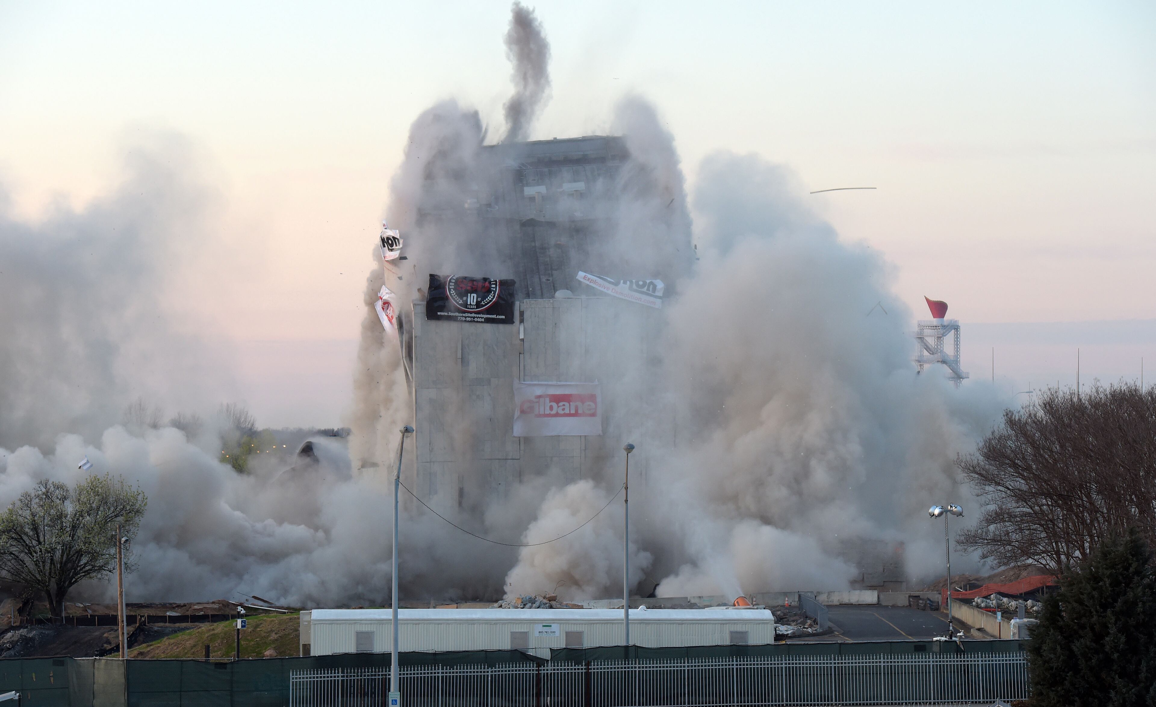 MARCH 5, 2017 7:05:09 AM ATLANTA Demolition crews brought down the old state archives building in a controlled implosion shortly after 7 am Sunday, March 5, 2017. The 14 story state archives building was about 50 years old and was imploded to make way for a new state courts building. Gov. Deal has budgeted about $105 million in next year's budget for the new state courts building. Kent D. Johnson/AJC
