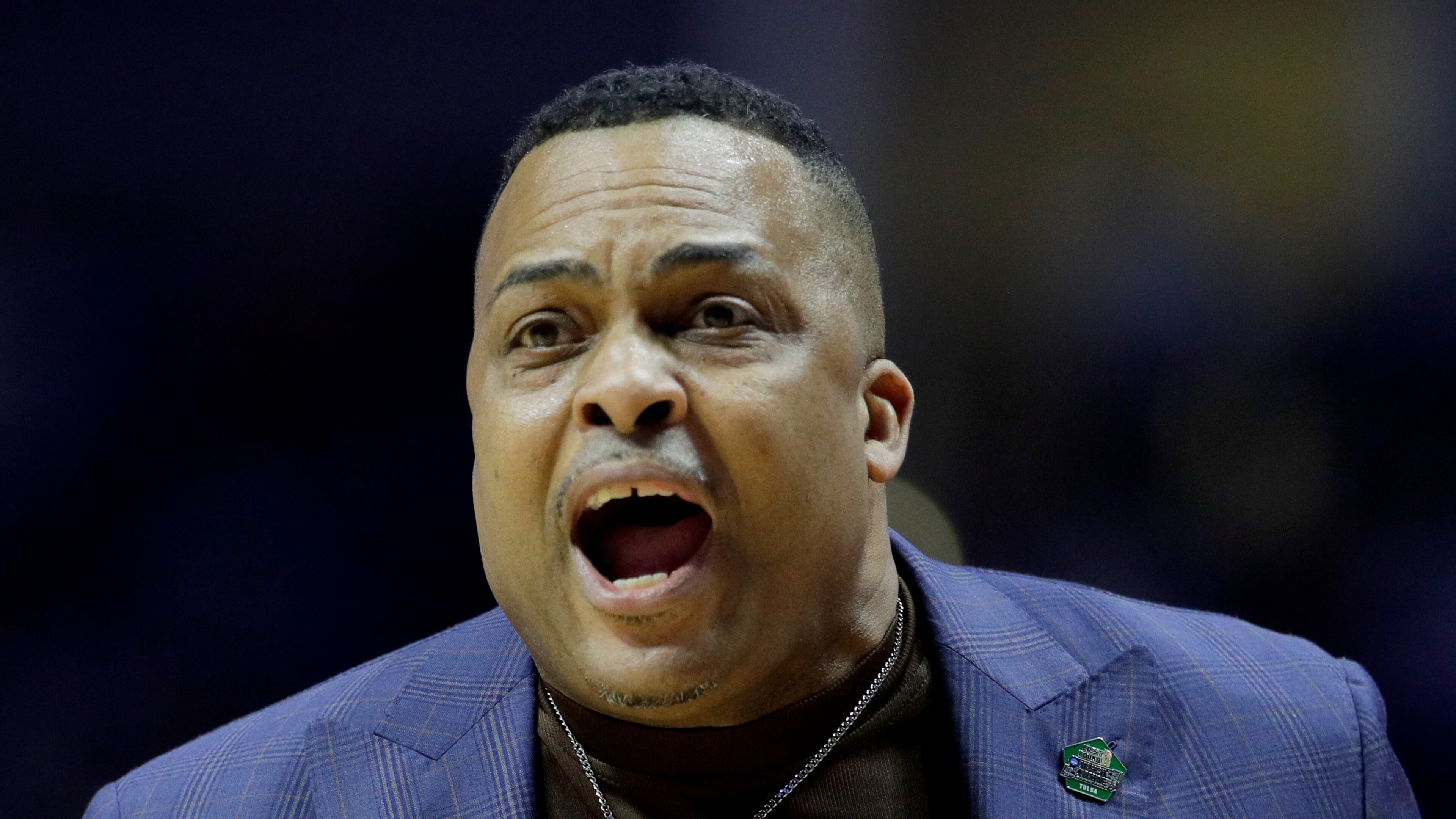Georgia State head coach Ron Hunter during the first half of a first round men's college basketball game against Houston in the NCAA Tournament Friday, March 22, 2019, in Tulsa, Okla.
