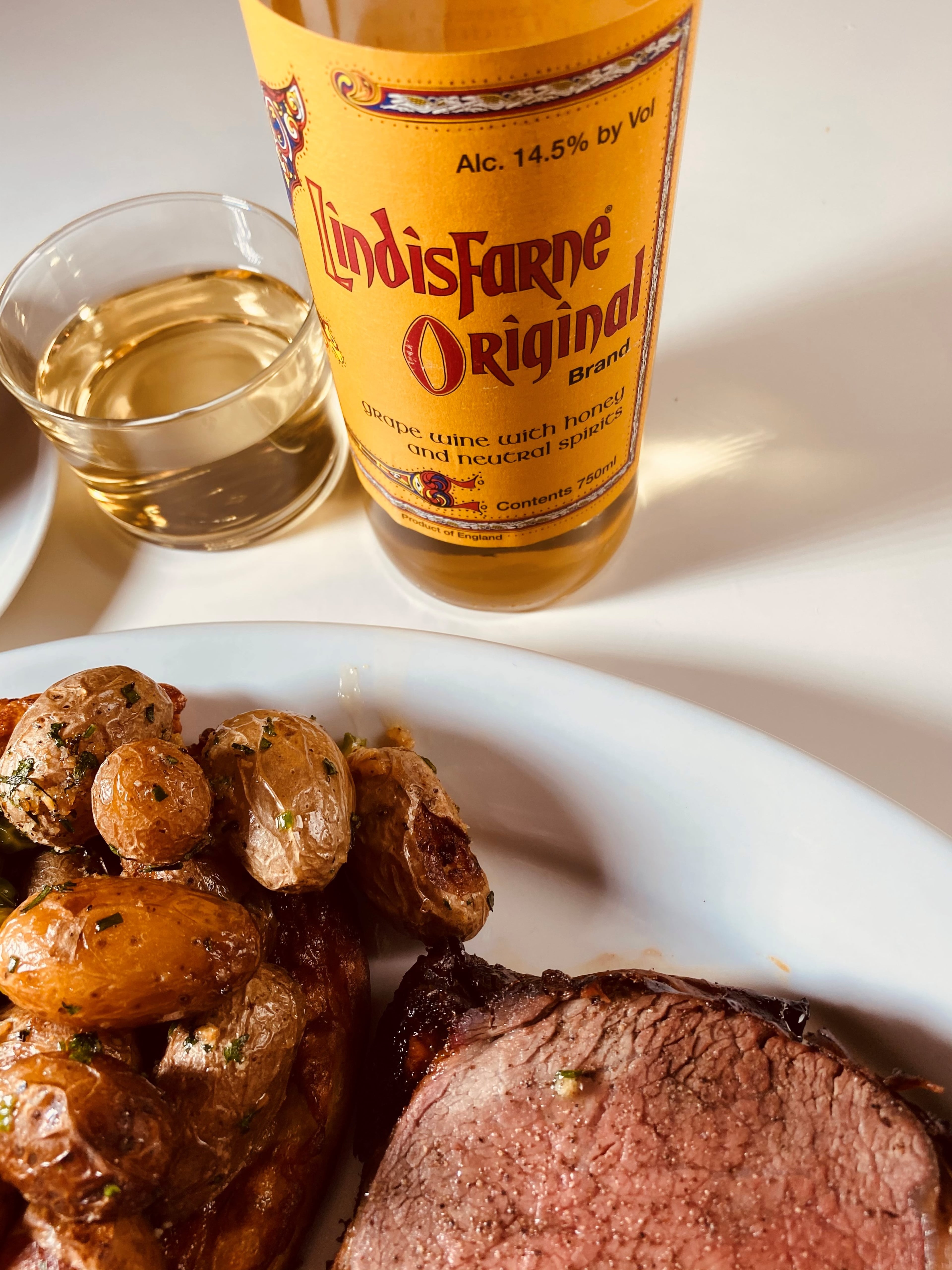 Lindisfarne mead made a surprising pairing with the Sunday roast at King + Duke. Bob Townsend for The Atlanta Journal-Constitution