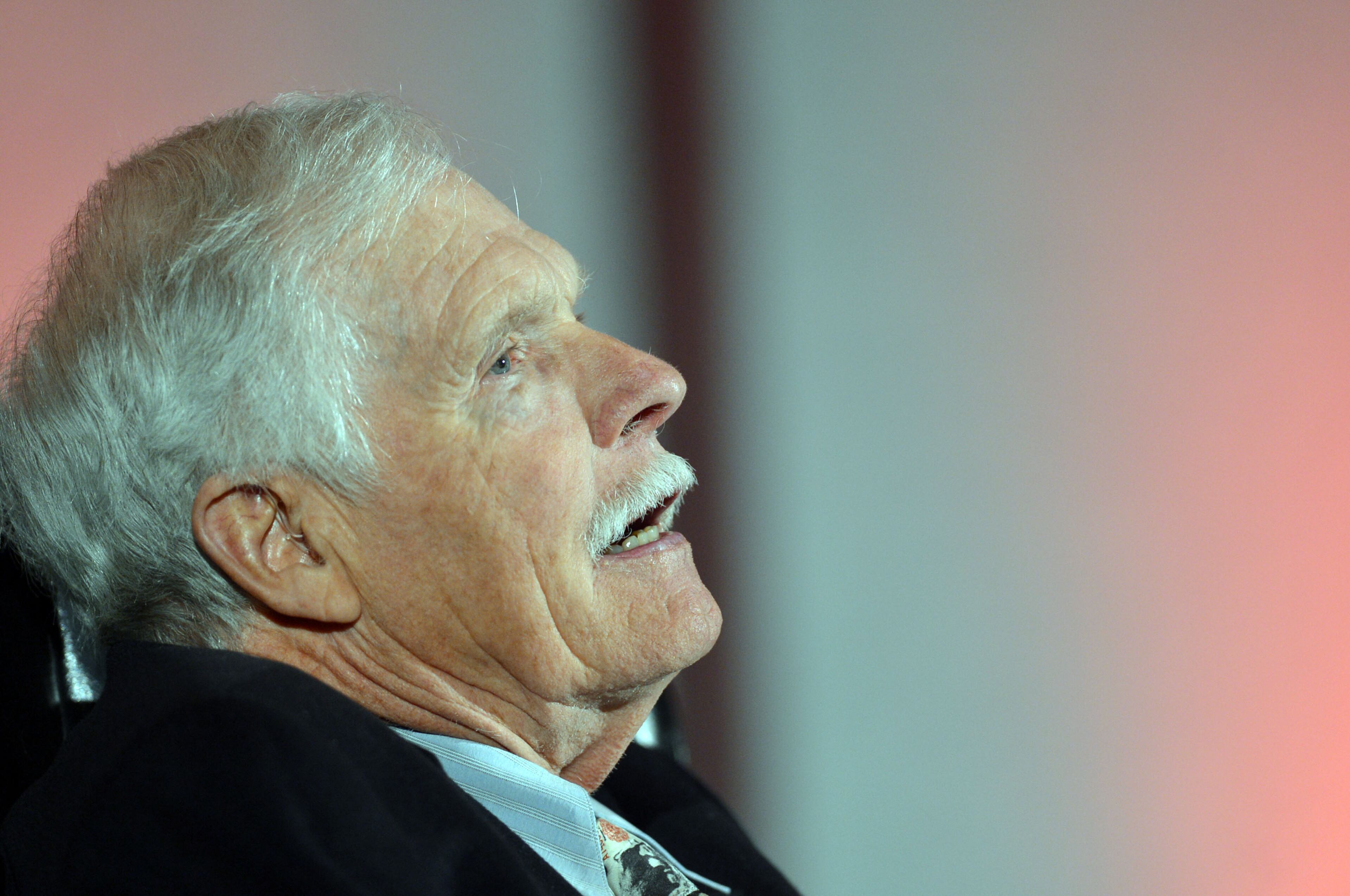 Ted Turner, back from hospitalization in South America, talks during the Technology Association of Georgia 2014 Technology Summit at the Cobb Galleria Centre Wednesday, March 26, 2014. Turner, the Atlanta billionaire and founder of Turner Broadcasting System, suffered from appendicitis while in the Patagonia region earlier this month. He underwent surgery at a hospital in Buenos Aires. On March 10, he thanked supporters and well-wishers, noting he was recuperating and “looking forward to getting back to business as usual.”