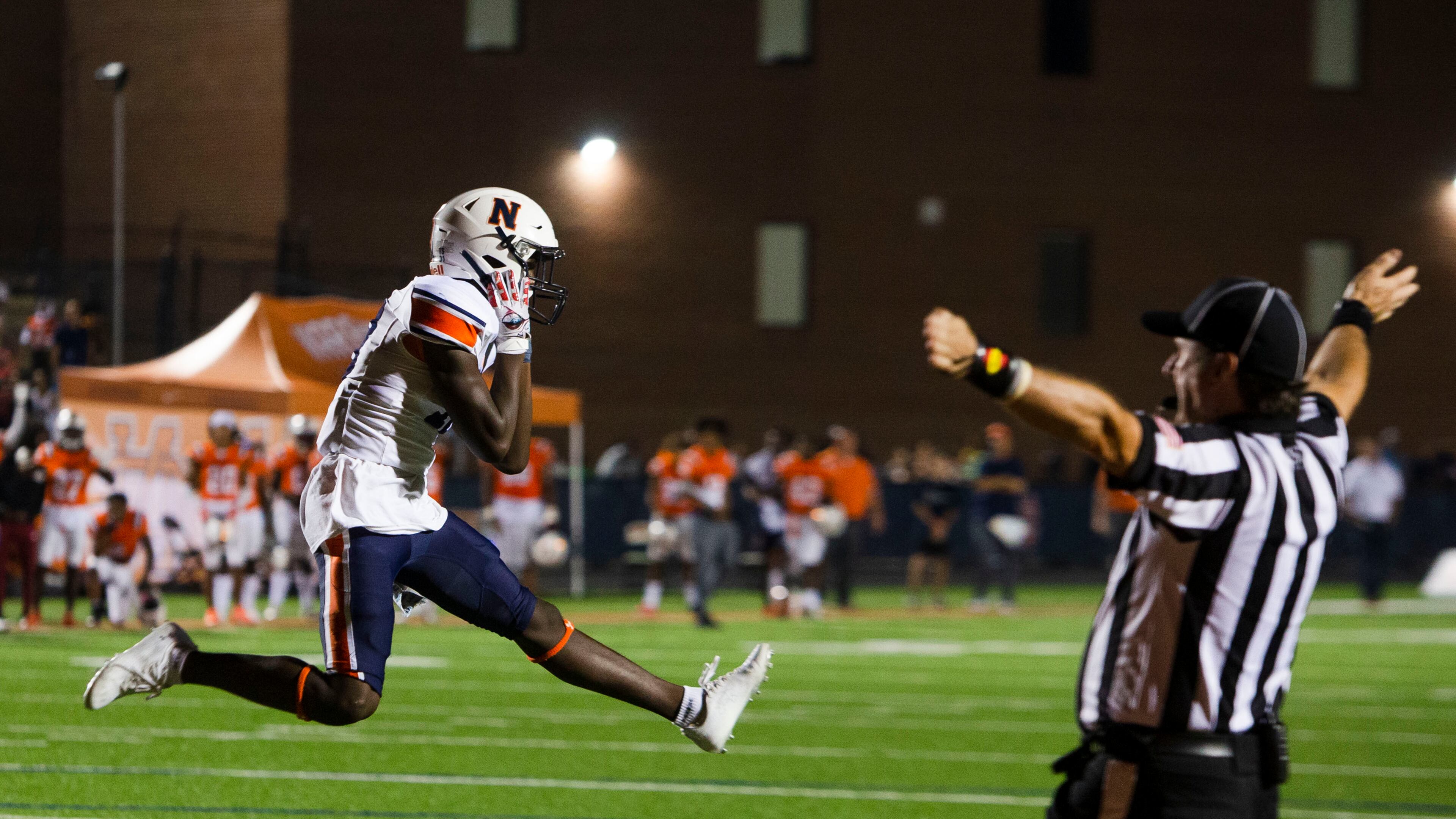 Ja'Quavion Turner, defensive back for Northside, celebrates a victory against North Cobb on Sept. 16. (CHRISTINA MATACOTTA FOR THE ATLANTA JOURNAL-CONSTITUTION)