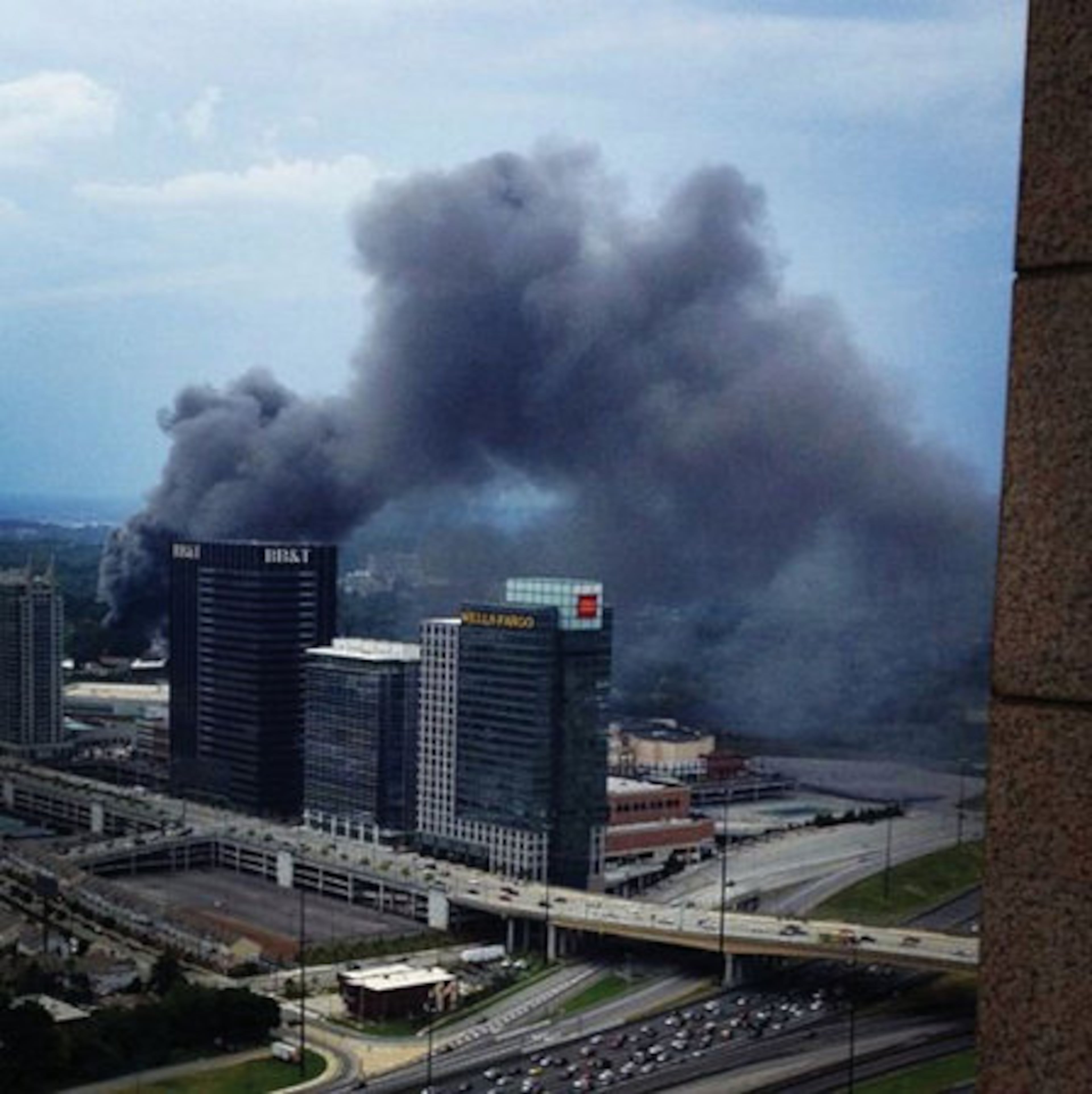 Another view of the fire in northwest Atlanta, taken from One Atlantic Center 33rd floor from RouteMatch Software headquarters.