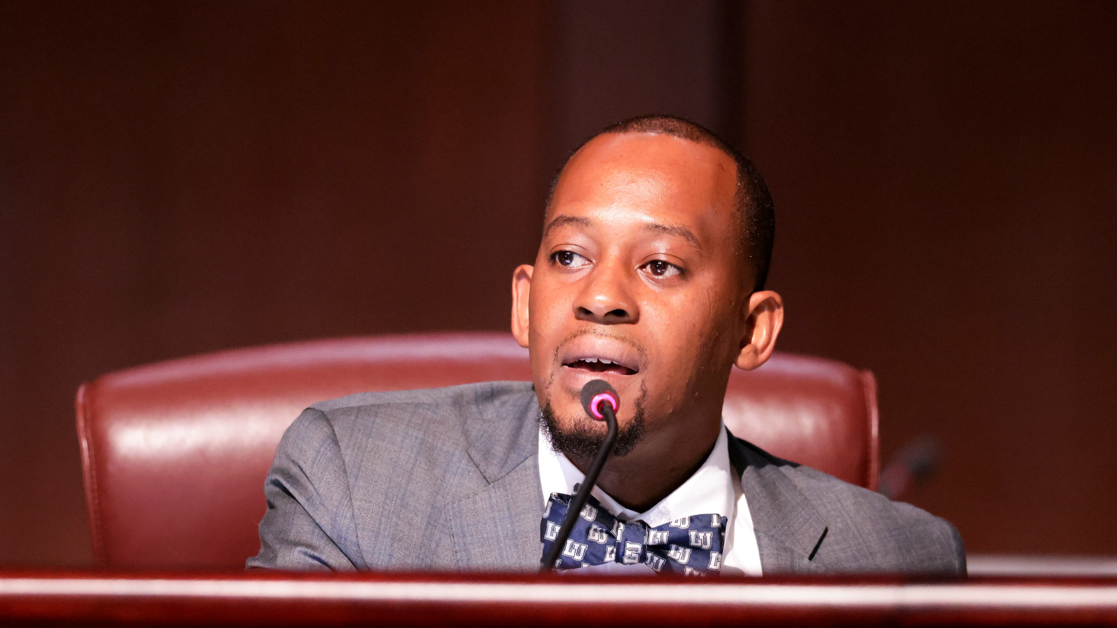 Council member Antonio Lewis during discussion as the Atlanta City Council held their first in person meeting since they were suspended at start of the pandemic In Atlanta on Monday, March 21, 2022. (Bob Andres / robert.andres@ajc.com)