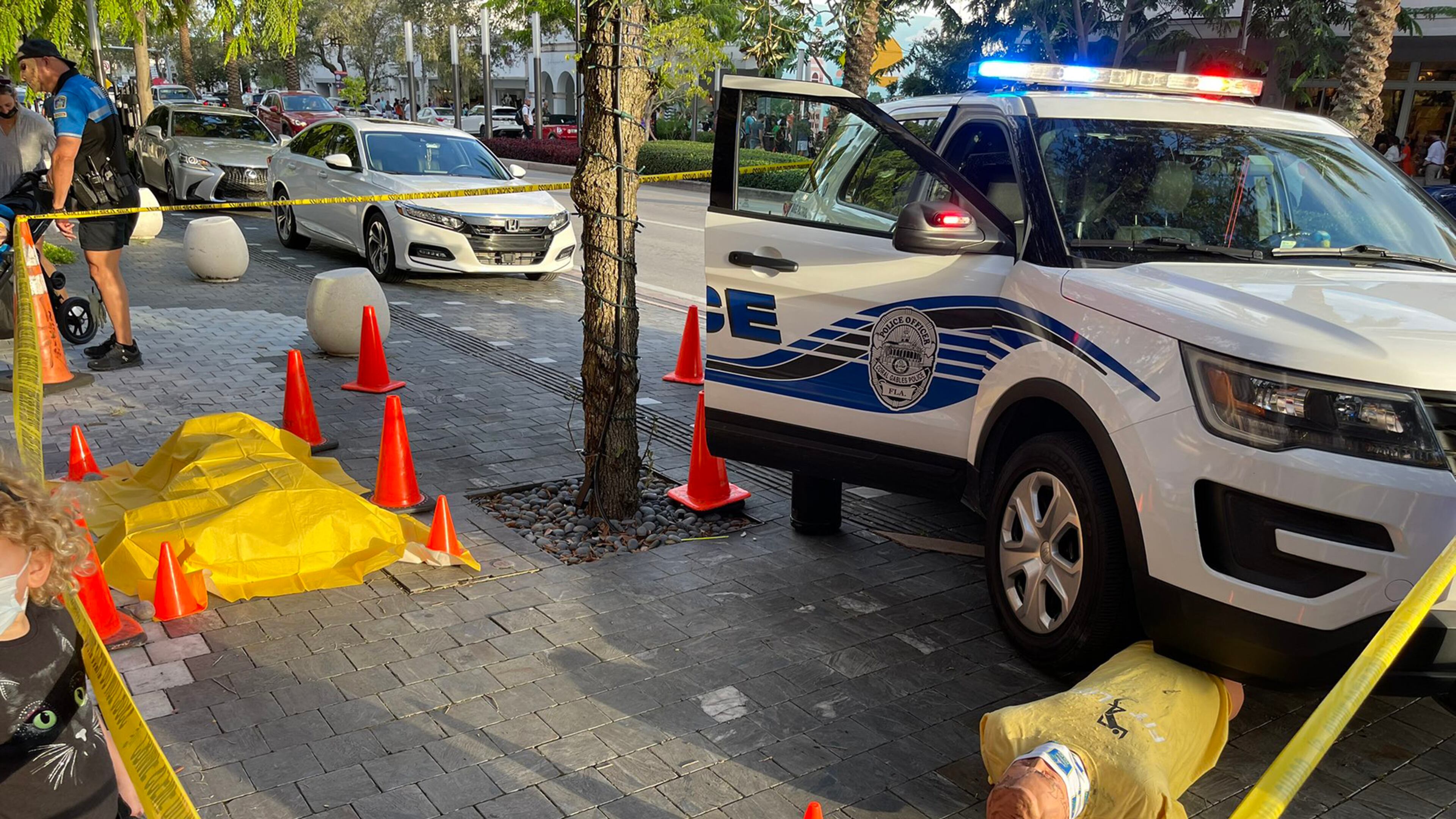 The Coral Gables Police Department set up a fake crime scene during the city’s annual "Halloween on the Mile" event Saturday. A photo of the set-up was first posted on Twitter by David Quiñones, an executive at a Coral Gables public relations firm. (Courtesy David Quiñones/TNS)