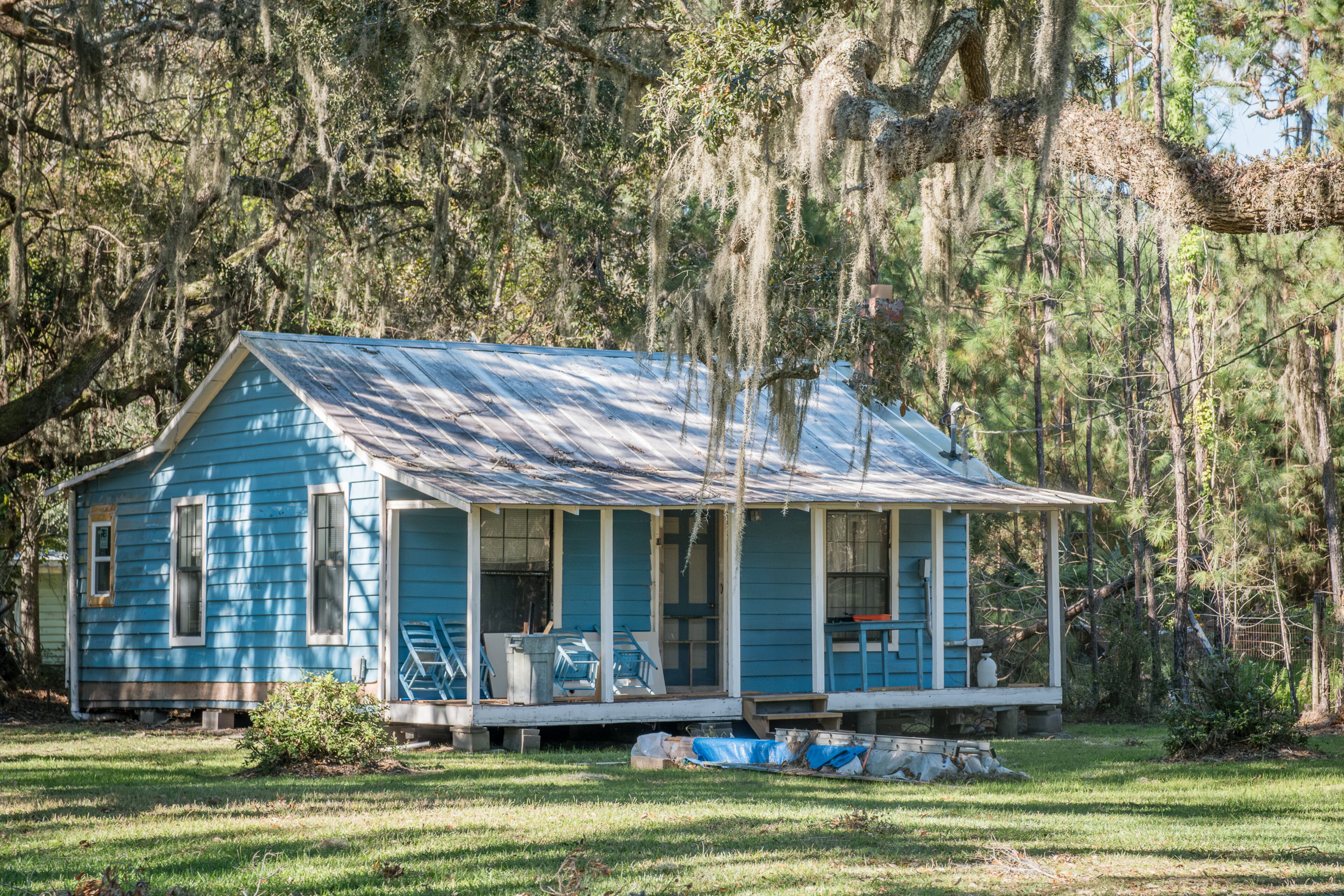 A house in the Hog Hammock Community, Sapelo Island, GA, on November 16, 2024. The Gullah-Geechee community has a few dozen full-time residents. (Justin Taylor for The Atlanta Journal-Constitution)