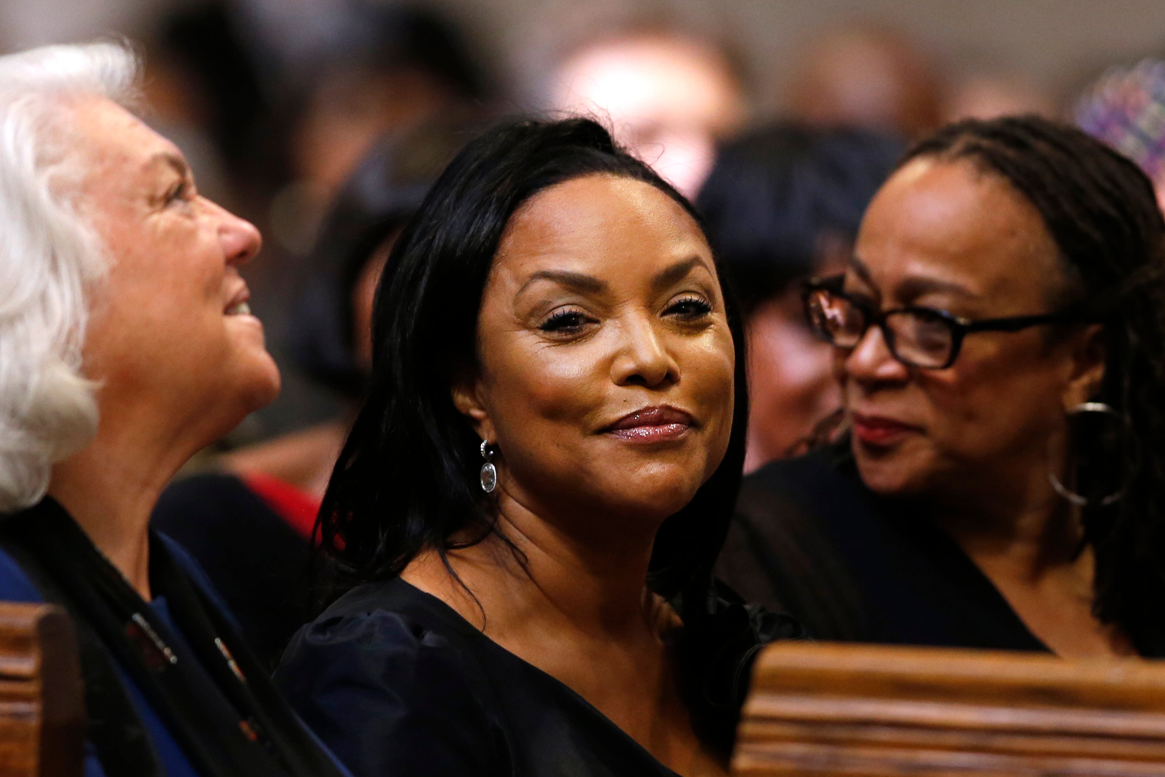 Actress Lynn Whitfield attends a memorial service for actress Ruby Dee at The Riverside Church, Saturday, Sept. 20, 2014 in New York. (AP Photo/Jason DeCrow)
