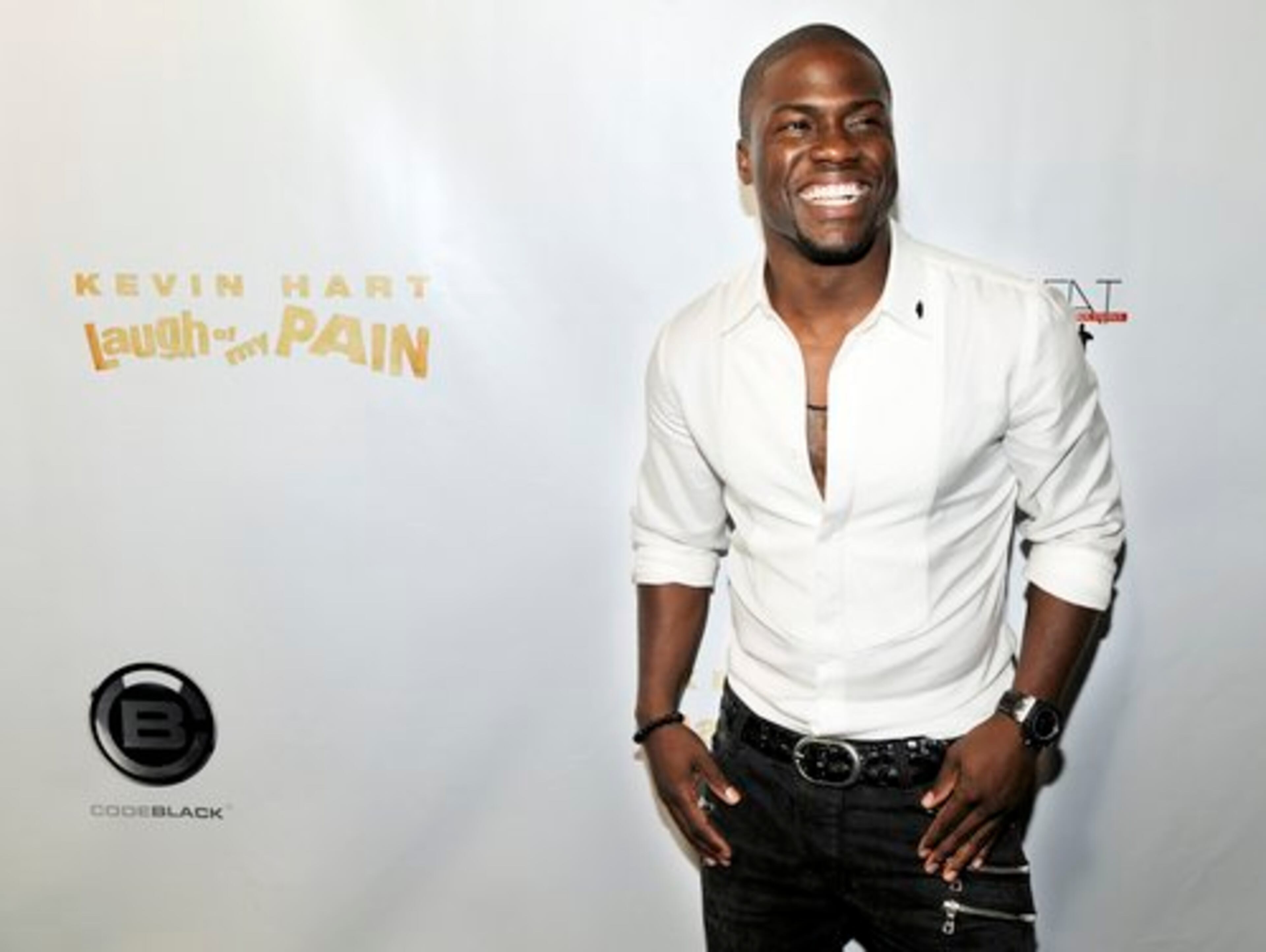 Kevin Hart, star of the comedy concert film "Laugh at My Pain," poses at the premiere Wednesday of the film in Los Angeles. The film, which opens Friday, captures his record-breaking 90-city stand-up tour this year.