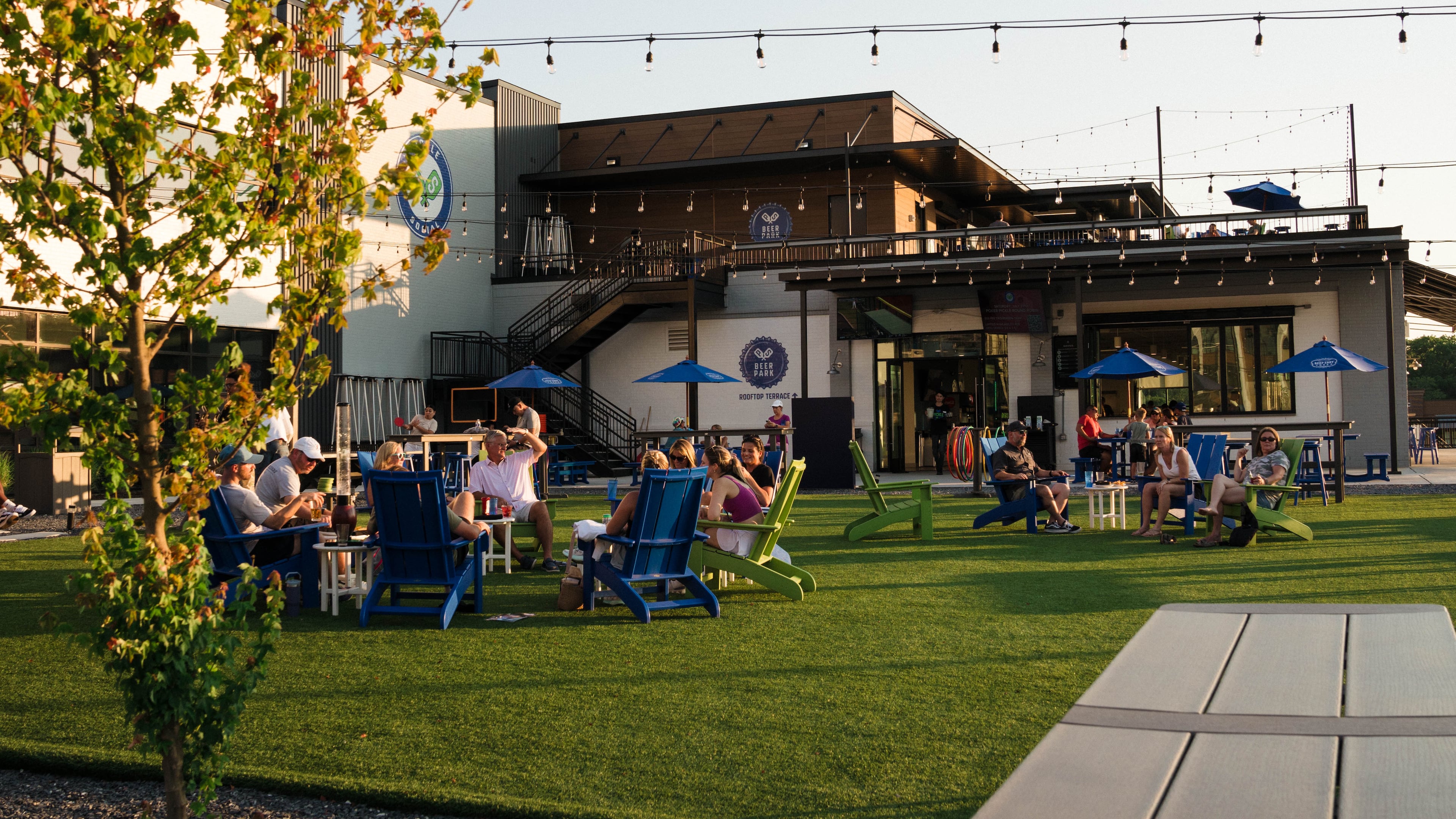 Socializing through pickleball is made even easier at venues like Pickle and Social, combining food, drinks and live music with indoor and outdoor pickleball courts. Courtesy of Qilafi Public Relations