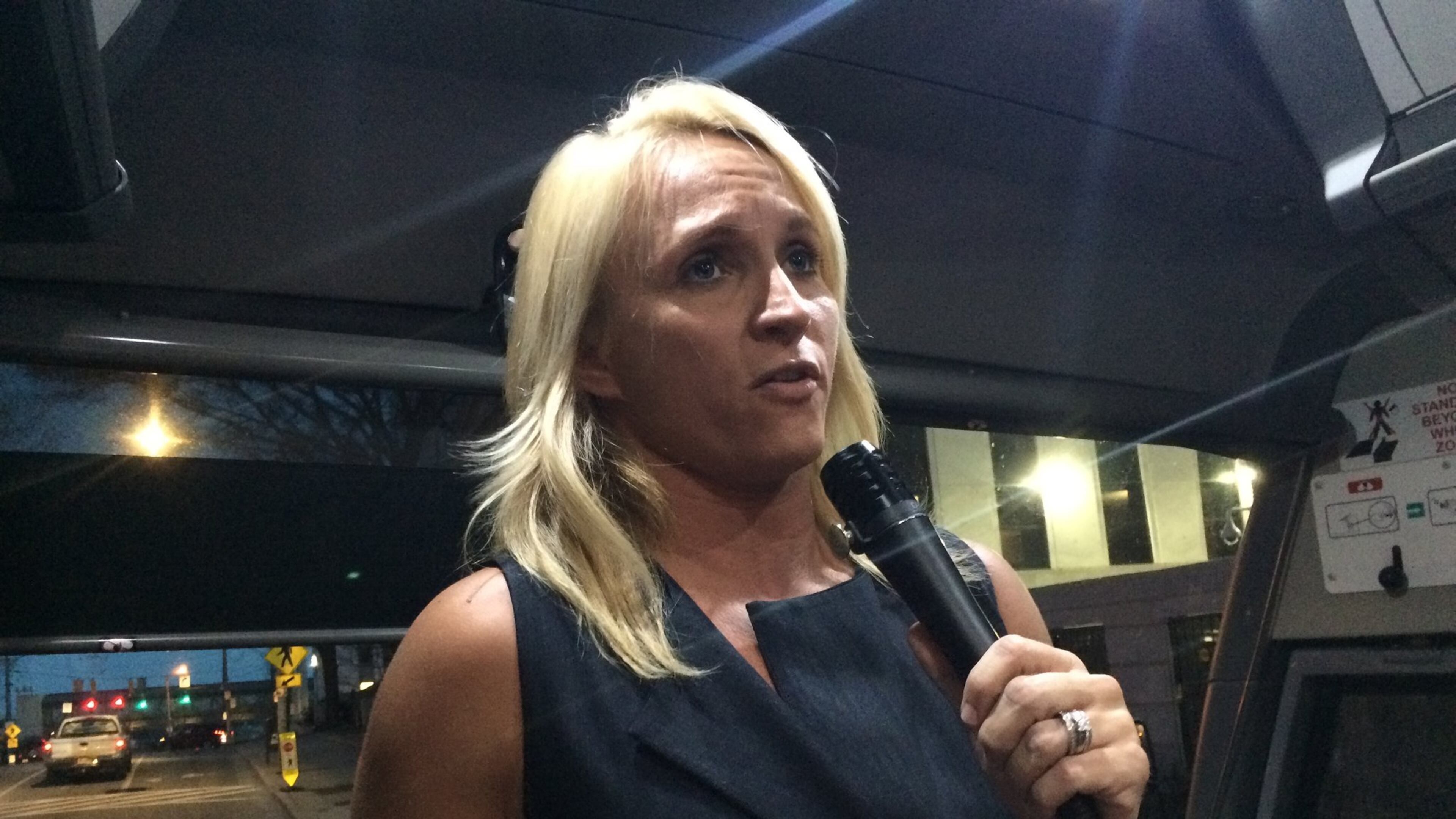 Kasey McClure, a former exotic dancer who founded the non-profit 4Sarah to counsel women “still in the life,” talked about the dangers women face in Atlanta during a tour of the city’s sex trafficking hot spots Wednesday. CHRIS JOYNER / CJOYNER@AJC.COM