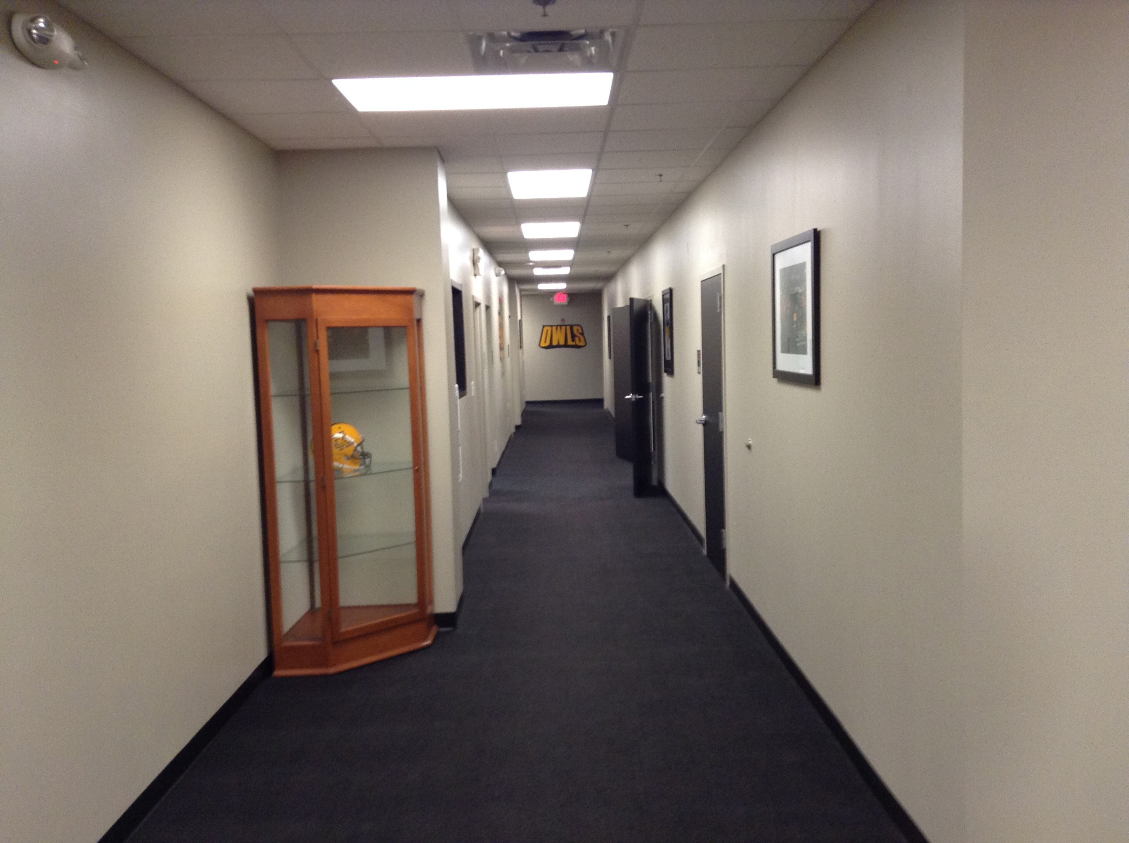 This hallway connects all three sections.