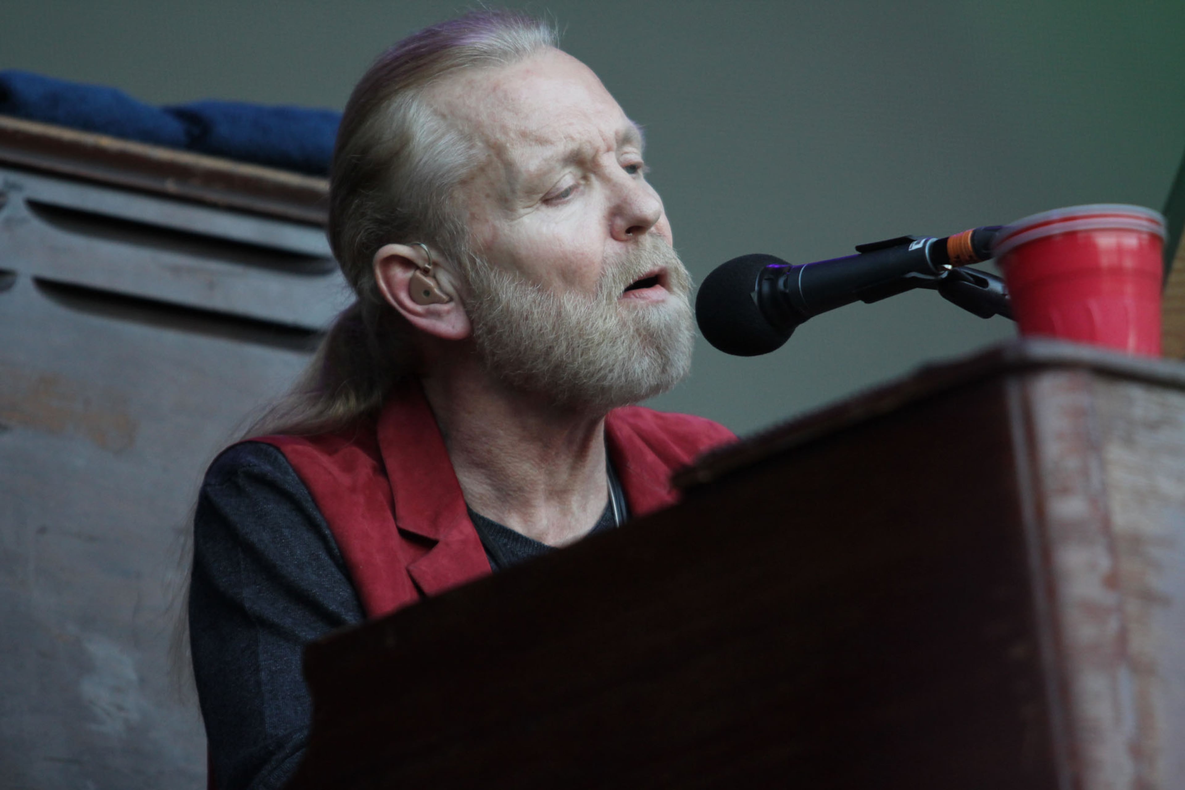 Rock legend Gregg Allman performs during the Music Midtown concert at Piedmont Park in Atlanta on Sept. 20, 2014. (Akili-Casundria Ramsess for the AJC)