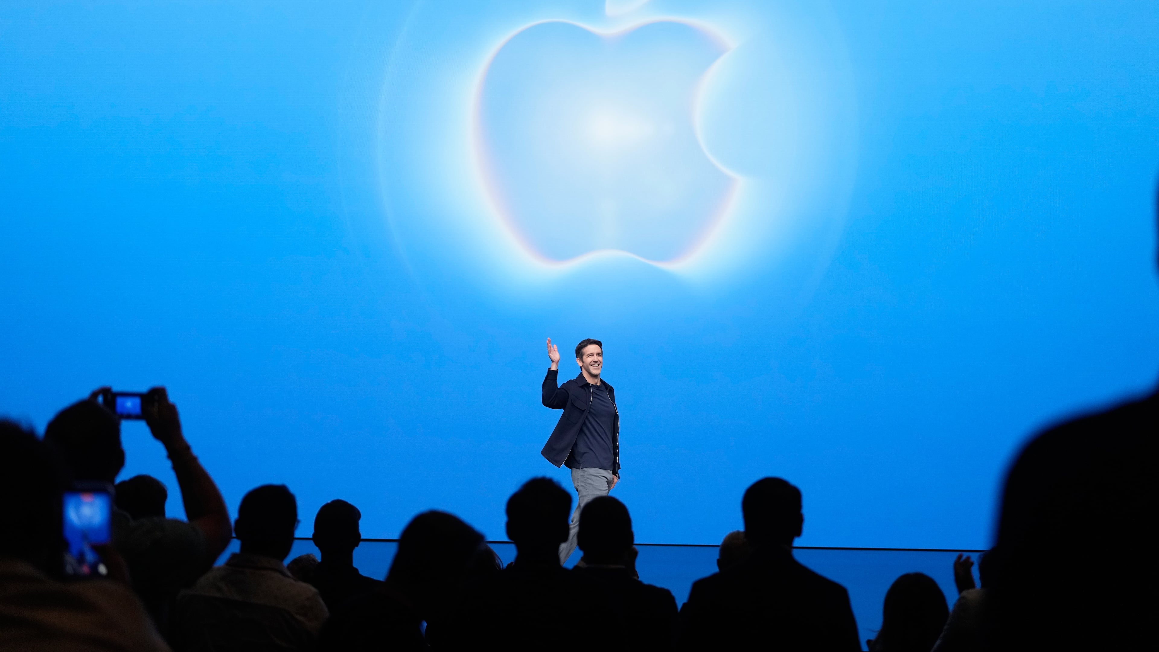 Apple CEO John Ternus waves on stage during an announcement of new products on Wednesday, Sept. 9, 2026, in Cupertino, Calif. (AP Photo/Jeff Chiu)