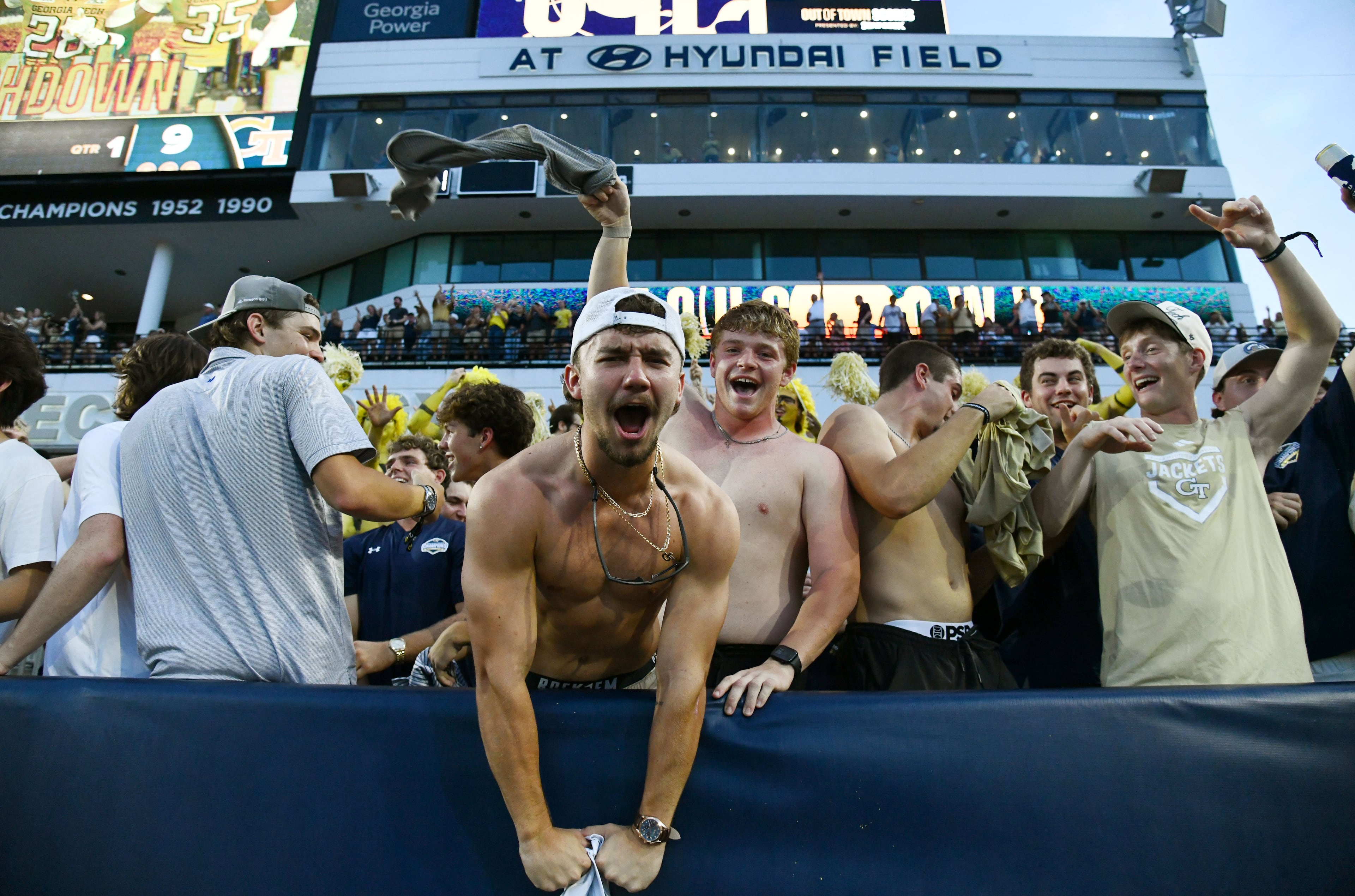 Georgia Tech fans cheer during the first half of an NCAA college football game against Tennessee at Bobby Dodd Stadium on Saturday, Sept. 12, 2026, in Atlanta.(Hyosub Shin/AJC)