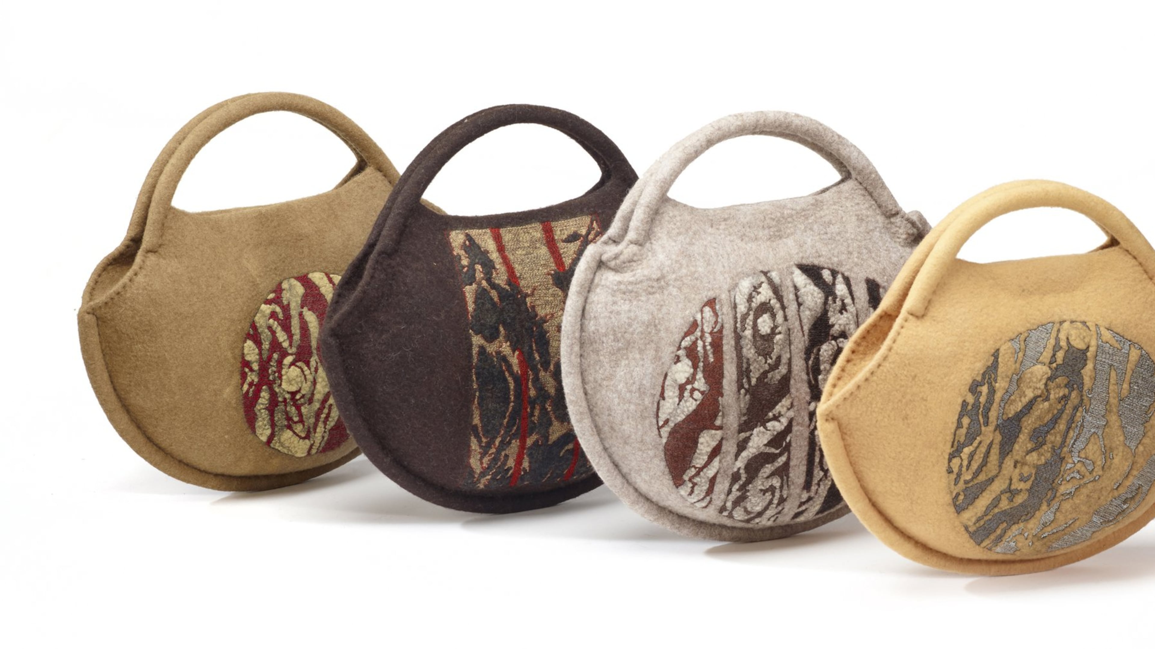 Lisa Klakulak’s sculptural handbags (pictured) and jewelry are wet-felted by hand, using fine wool fiber (not yarn), natural dyes and free-motion embroidery. CONTRIBUTED BY STEVE MANN
