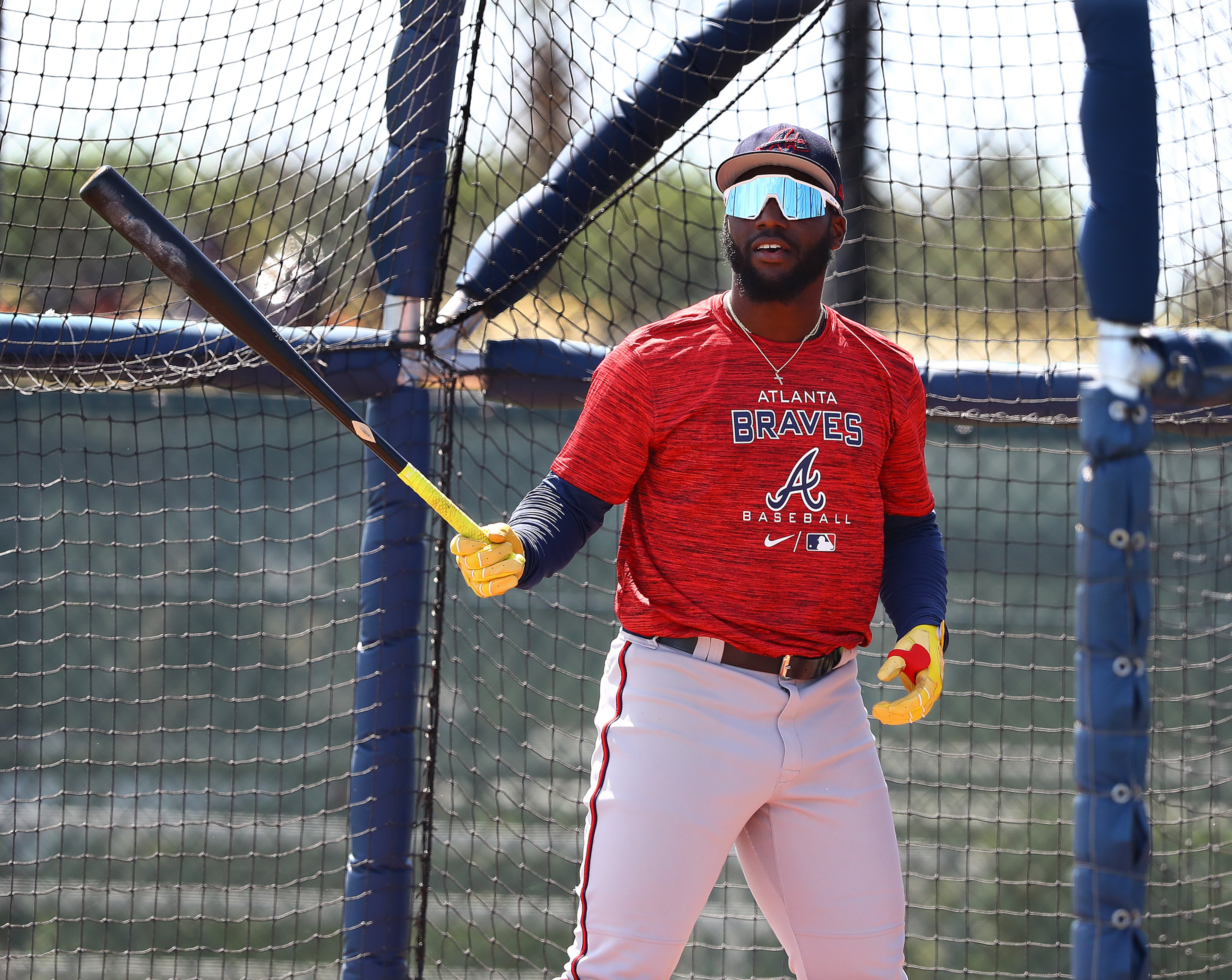 030622 North Port: Atlanta Braves outfielder Michael Harris II takes batting practice on the first day of Braves minor league spring training camp on Sunday, March 6, 2022, in North Port. “Curtis Compton / Curtis.Compton@ajc.com”`