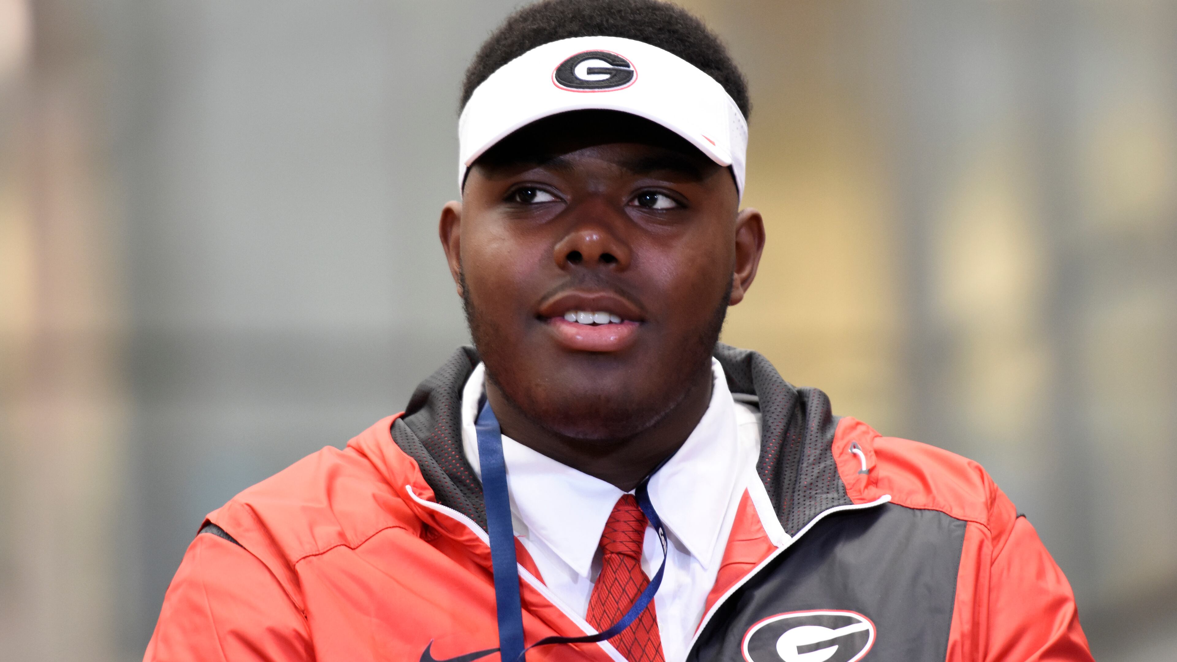 February 1, 2017, Atlanta - Andrew Thomas of Pace Academy, who committed to the University of Georgia, speaks during National Signing Day in Atlanta, Georgia, on Wednesday, February 1, 2017. (DAVID BARNES / DAVID.BARNES@AJC.COM)